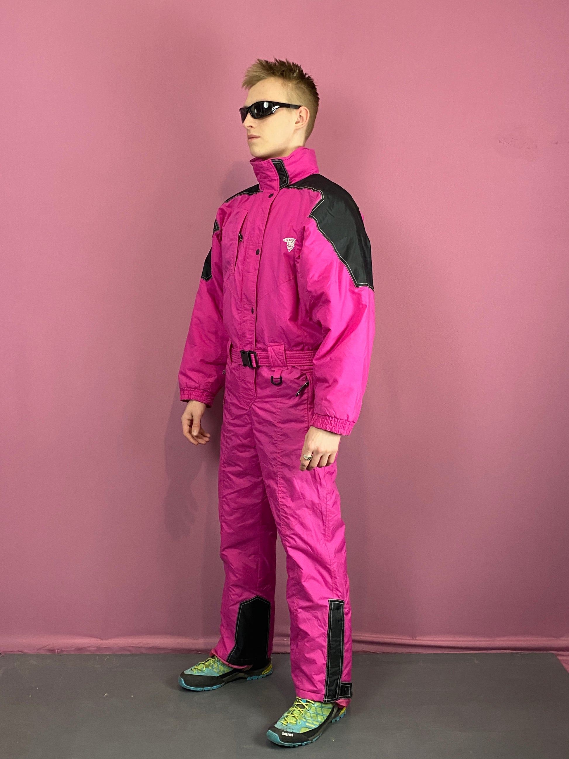 90s Snow Kool Vintage Men's One Piece Ski Suit - Medium Pink Nylon
