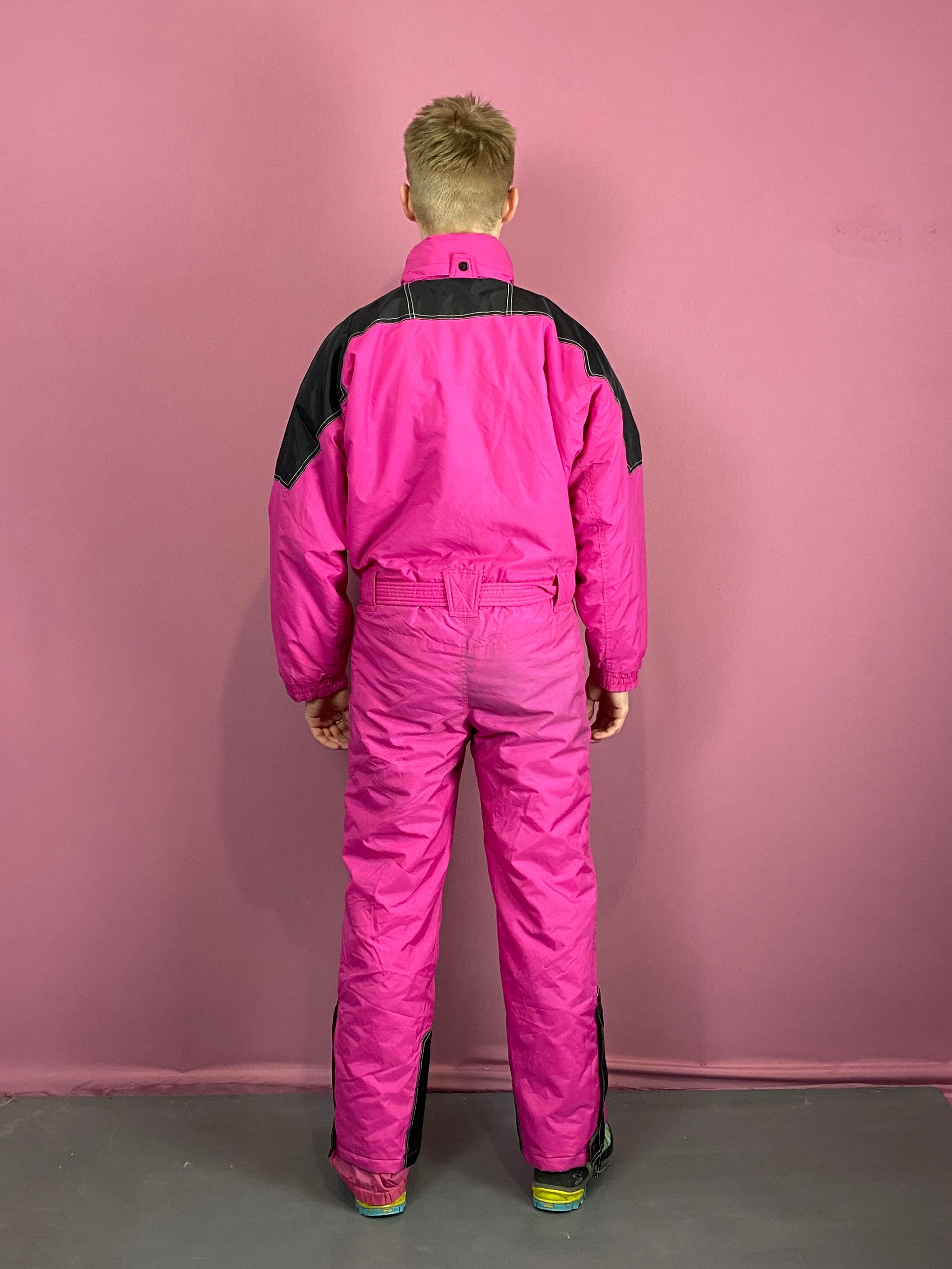 90s Snow Kool Vintage Men's One Piece Ski Suit - Medium Pink Nylon