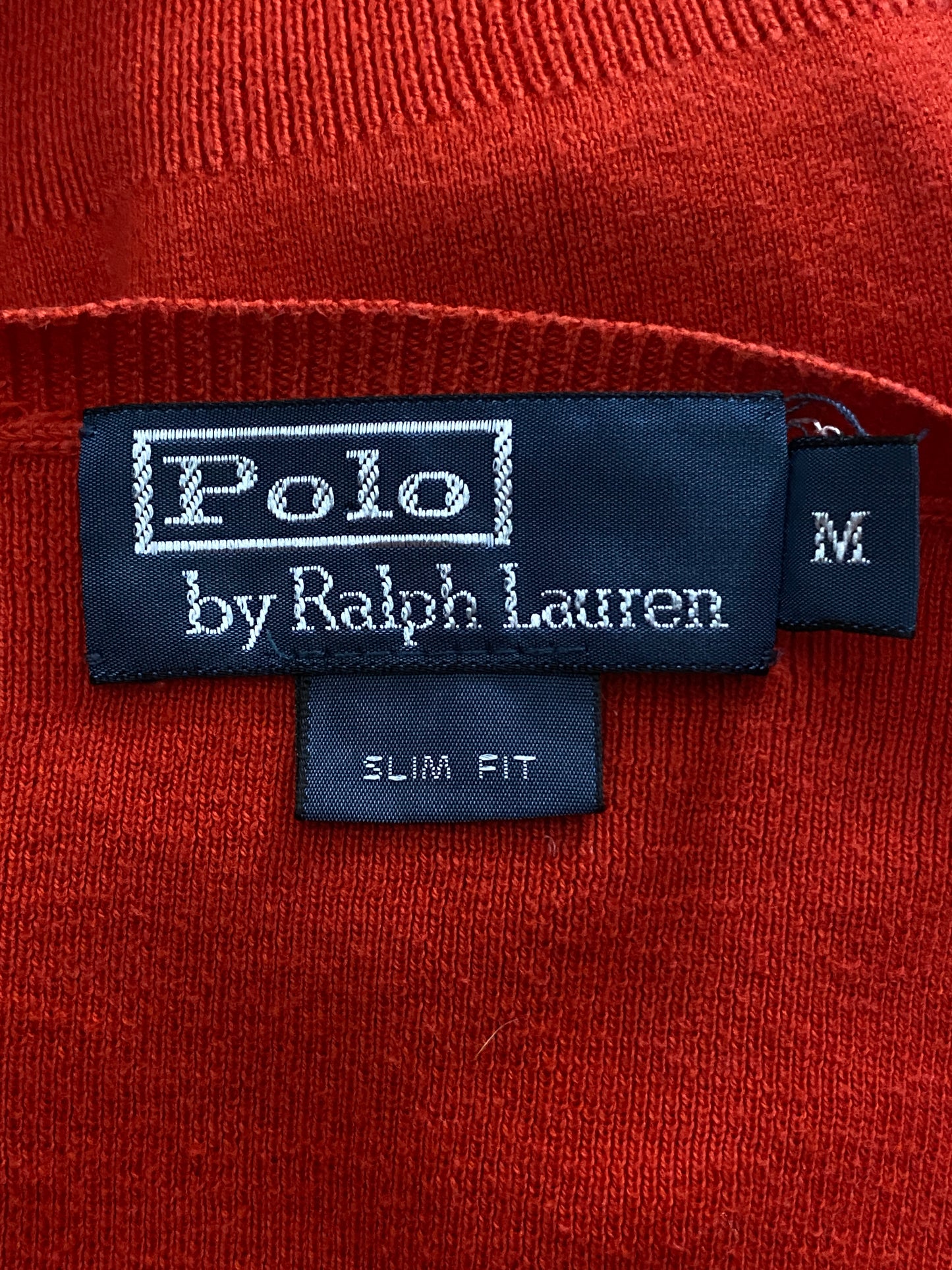 90s Ralph Lauren Vintage Men's Slim Fit V-Neck Sweater - M Red Cotton