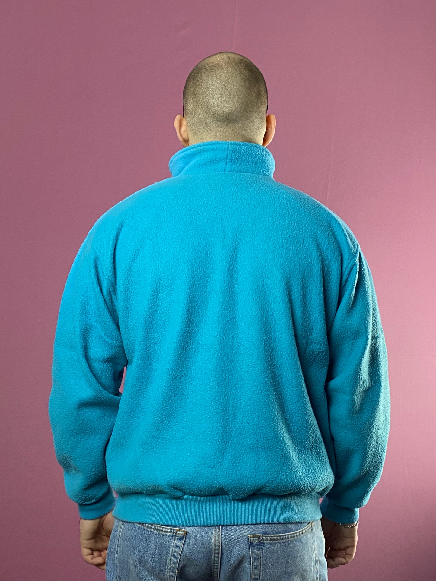 80s Puma Vintage Men's Quarter Zip Fleece - L Blue Polyester