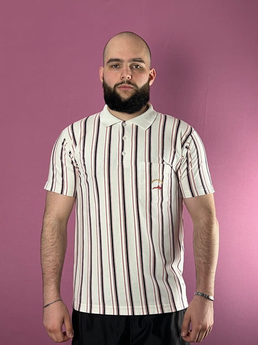 Paul & Shark Vintage Men's Striped Polo Shirt - L White Cotton