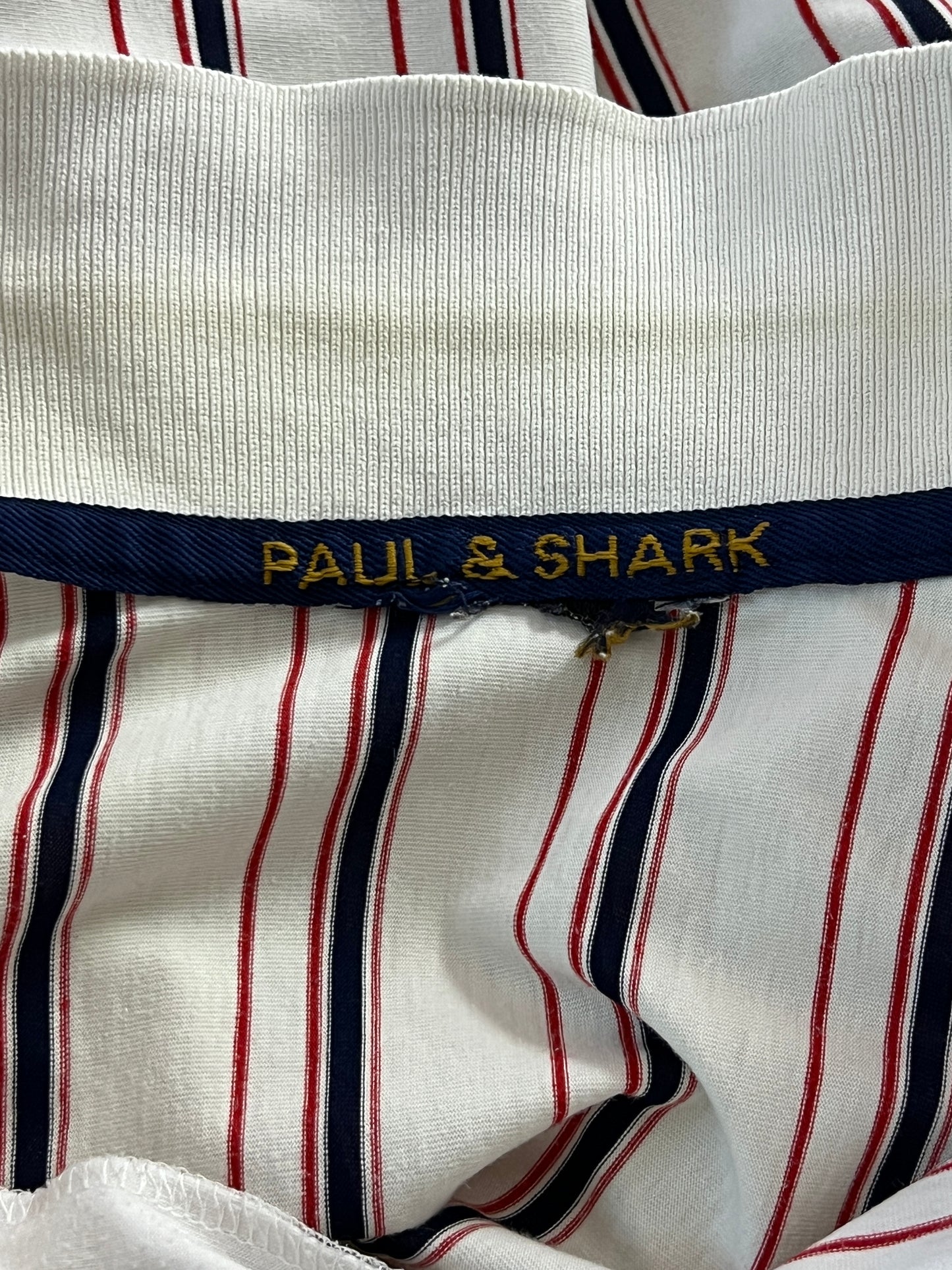 Paul & Shark Vintage Men's Striped Polo Shirt - L White Cotton