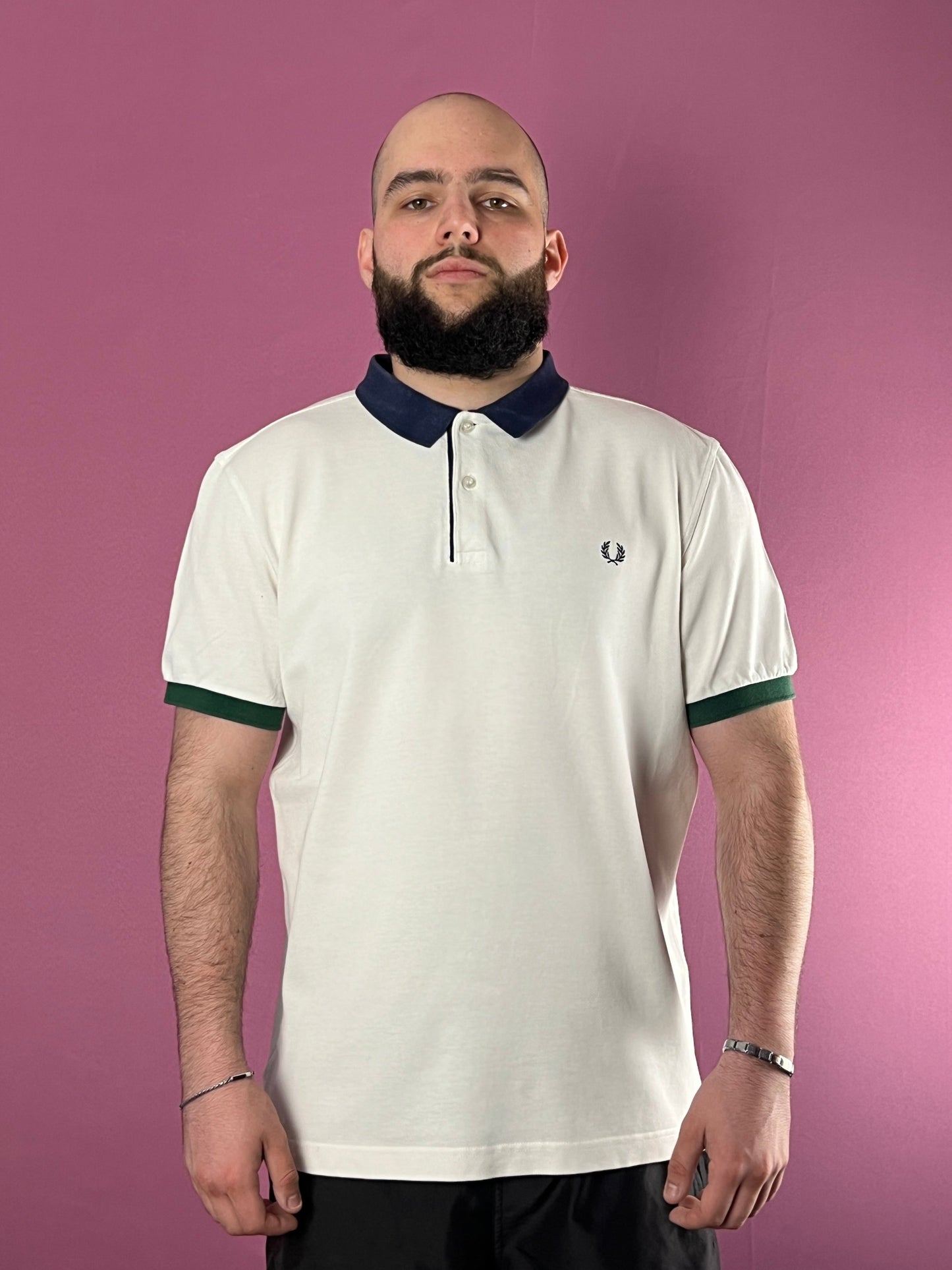 Fred Perry Vintage Men's Slim Fit Polo Shirt - XL White Cotton