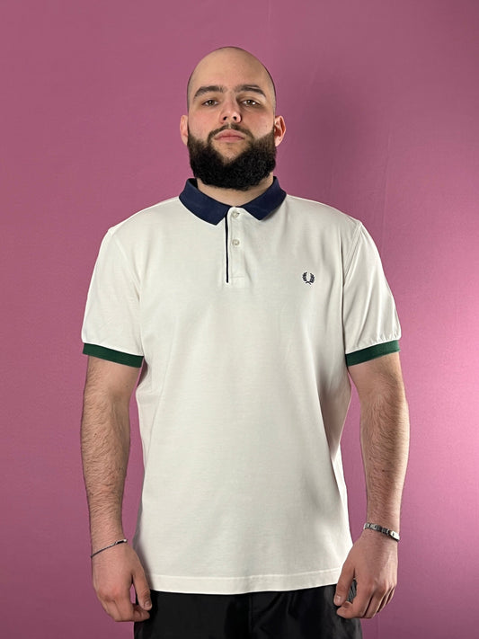 Fred Perry Vintage Men's Slim Fit Polo Shirt - XL White Cotton