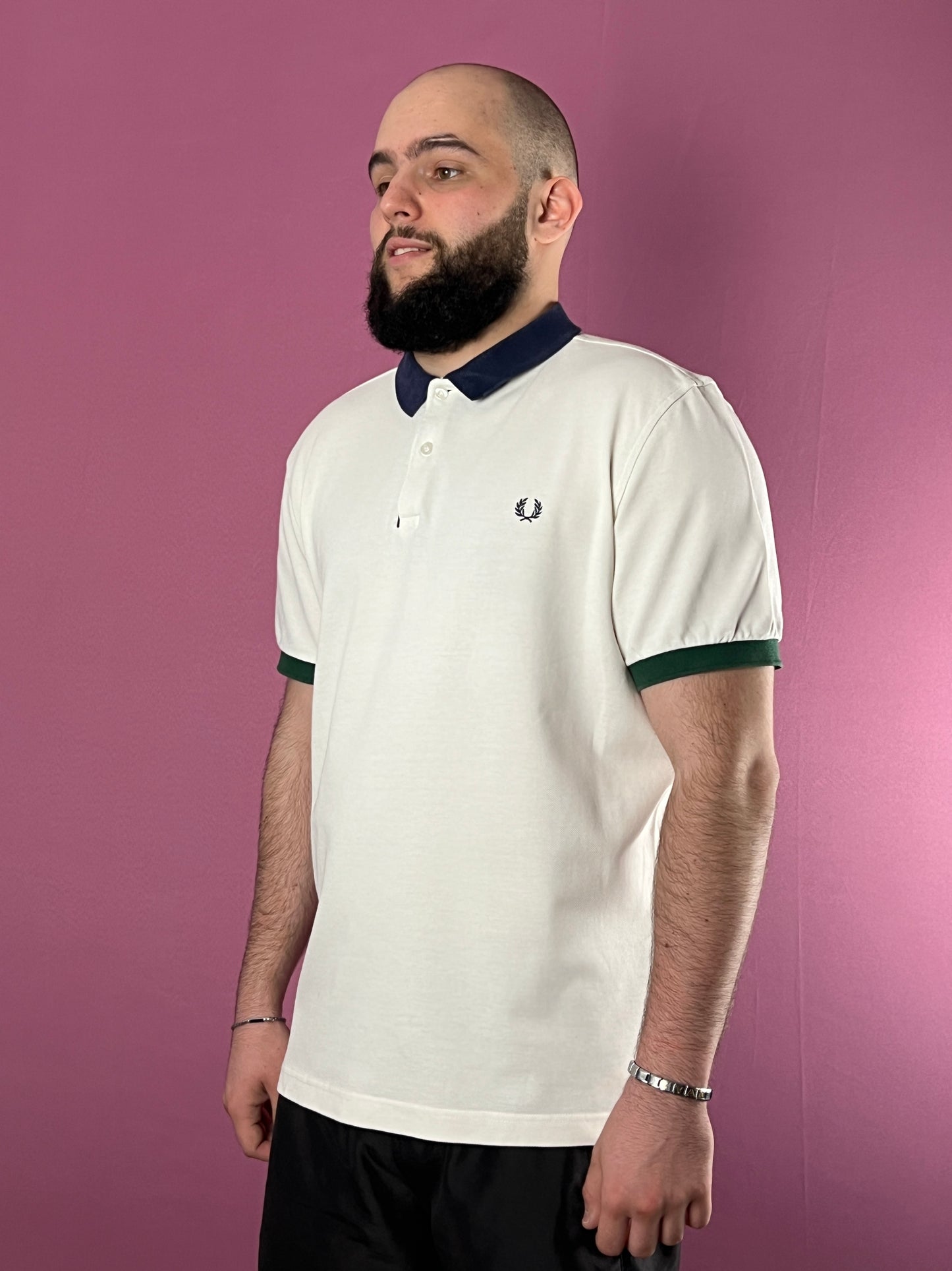 Fred Perry Vintage Men's Slim Fit Polo Shirt - XL White Cotton