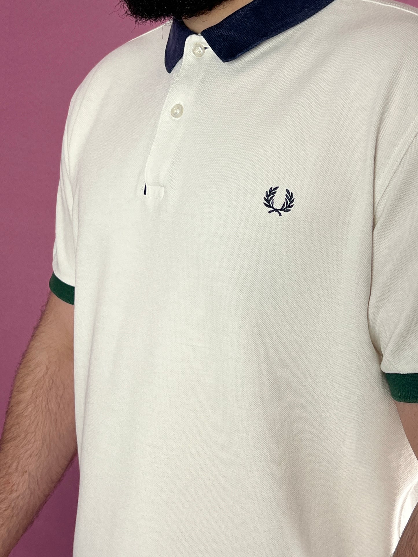 Fred Perry Vintage Men's Slim Fit Polo Shirt - XL White Cotton