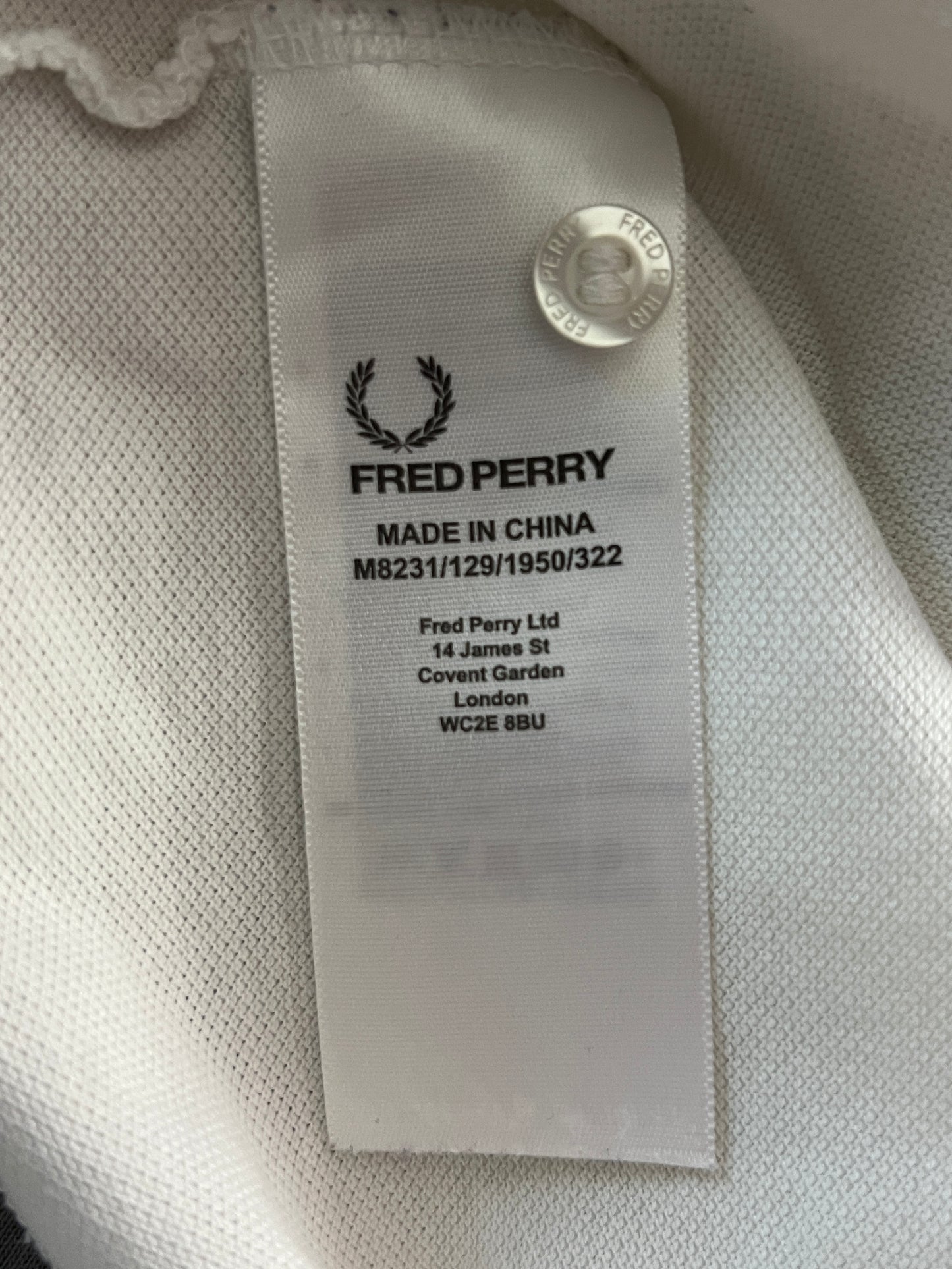 Fred Perry Vintage Men's Slim Fit Polo Shirt - XL White Cotton