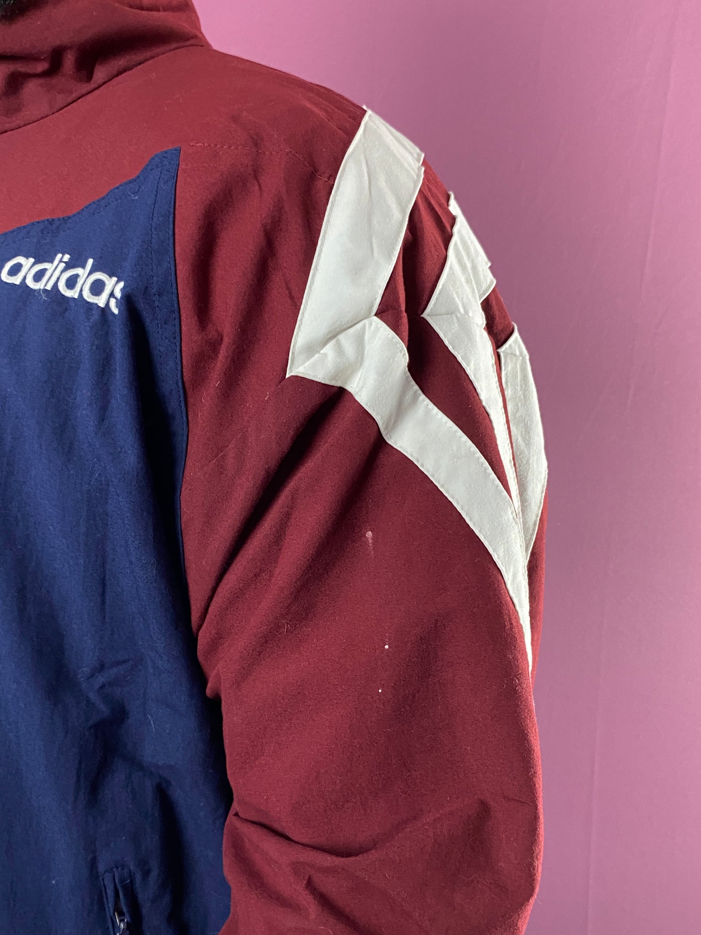 90s Adidas Vintage Men's Winbreaker Jacket - M Navy Blue & Red Polyester