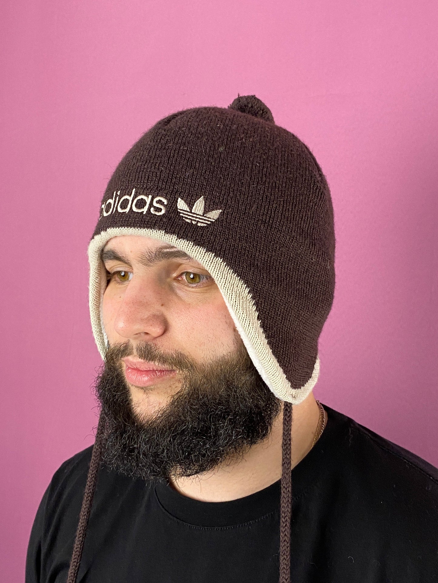 Adidas Vintage Winter Hat - Brown Acrylic Blend