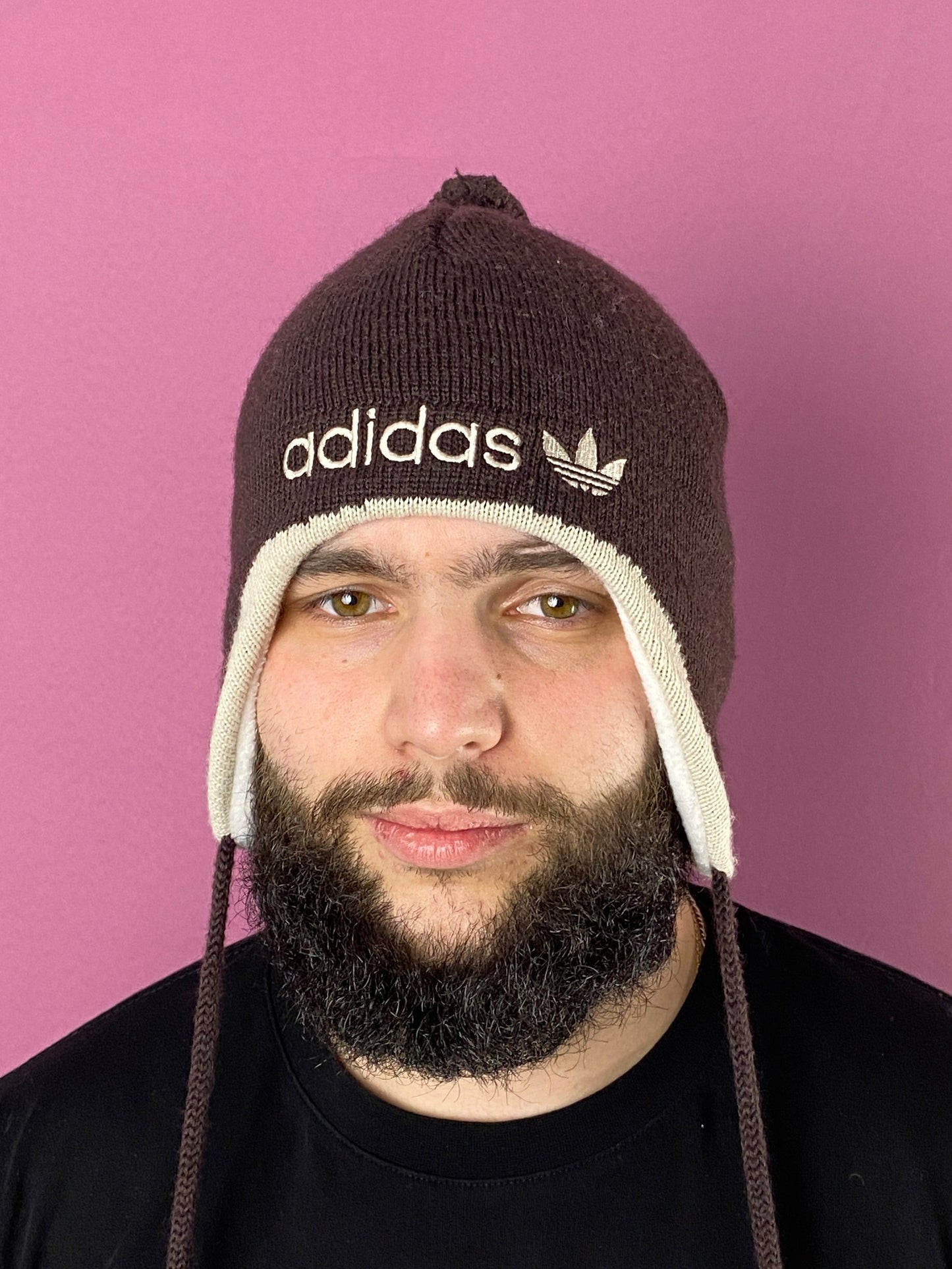 Adidas Vintage Winter Hat - Brown Acrylic Blend