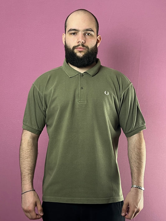 90s Fred Perry Vintage Men's Polo Shirt - XL Khaki Cotton