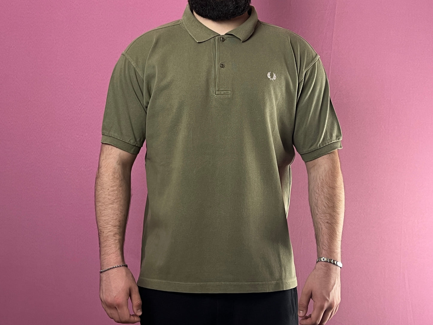 90s Fred Perry Vintage Men's Polo Shirt - XL Khaki Cotton