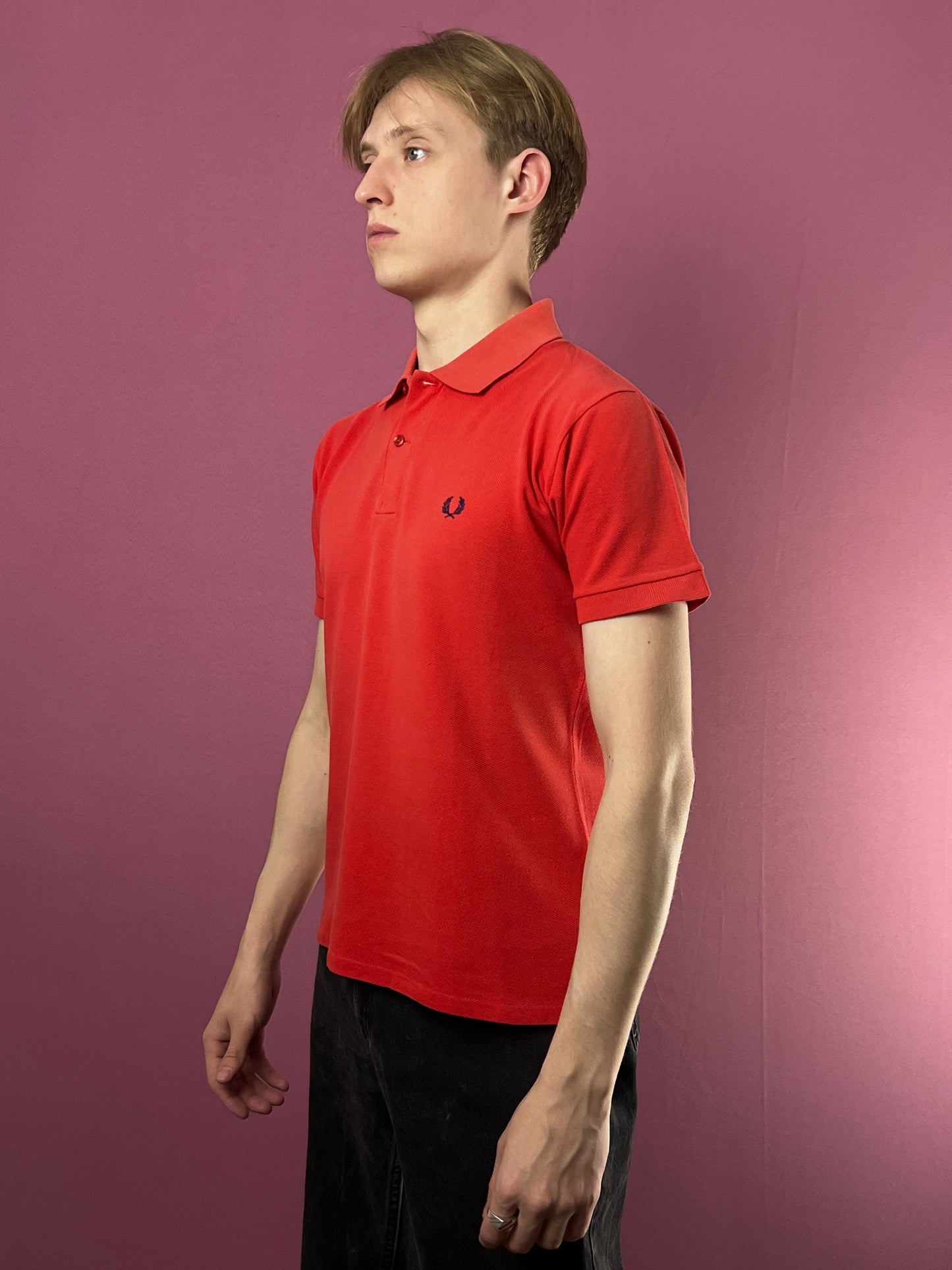 80s Fred Perry Vintage Men's Polo Shirt - S Red Cotton