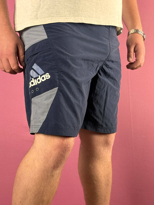 Adidas Vintage Men's Sport Shorts - XL Navy Blue Nylon