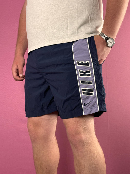 90s Nike Vintage Men's Sport Shorts - XL Navy Blue Nylon