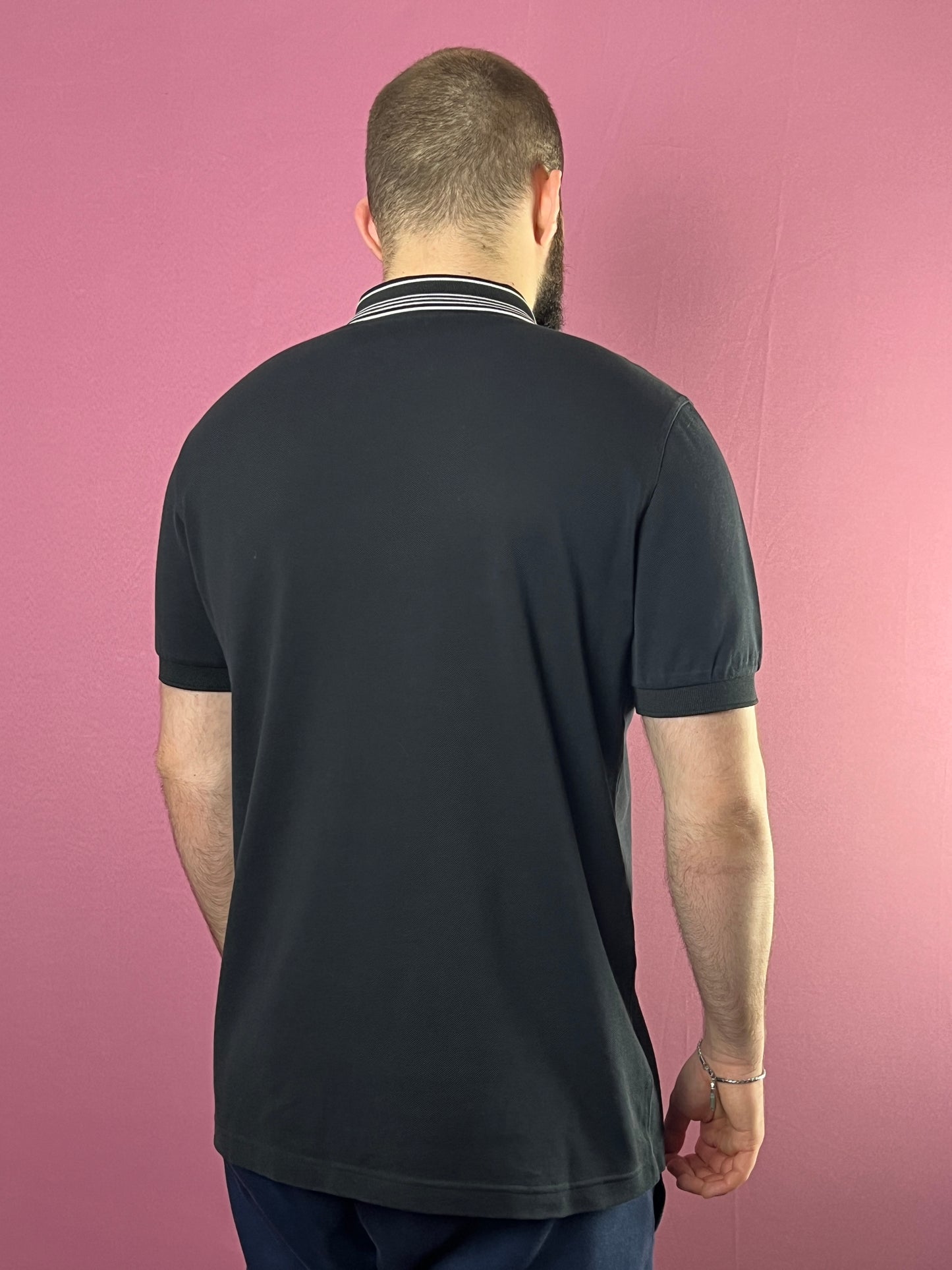 Fred Perry Vintage Men's Polo Shirt - L Black Cotton