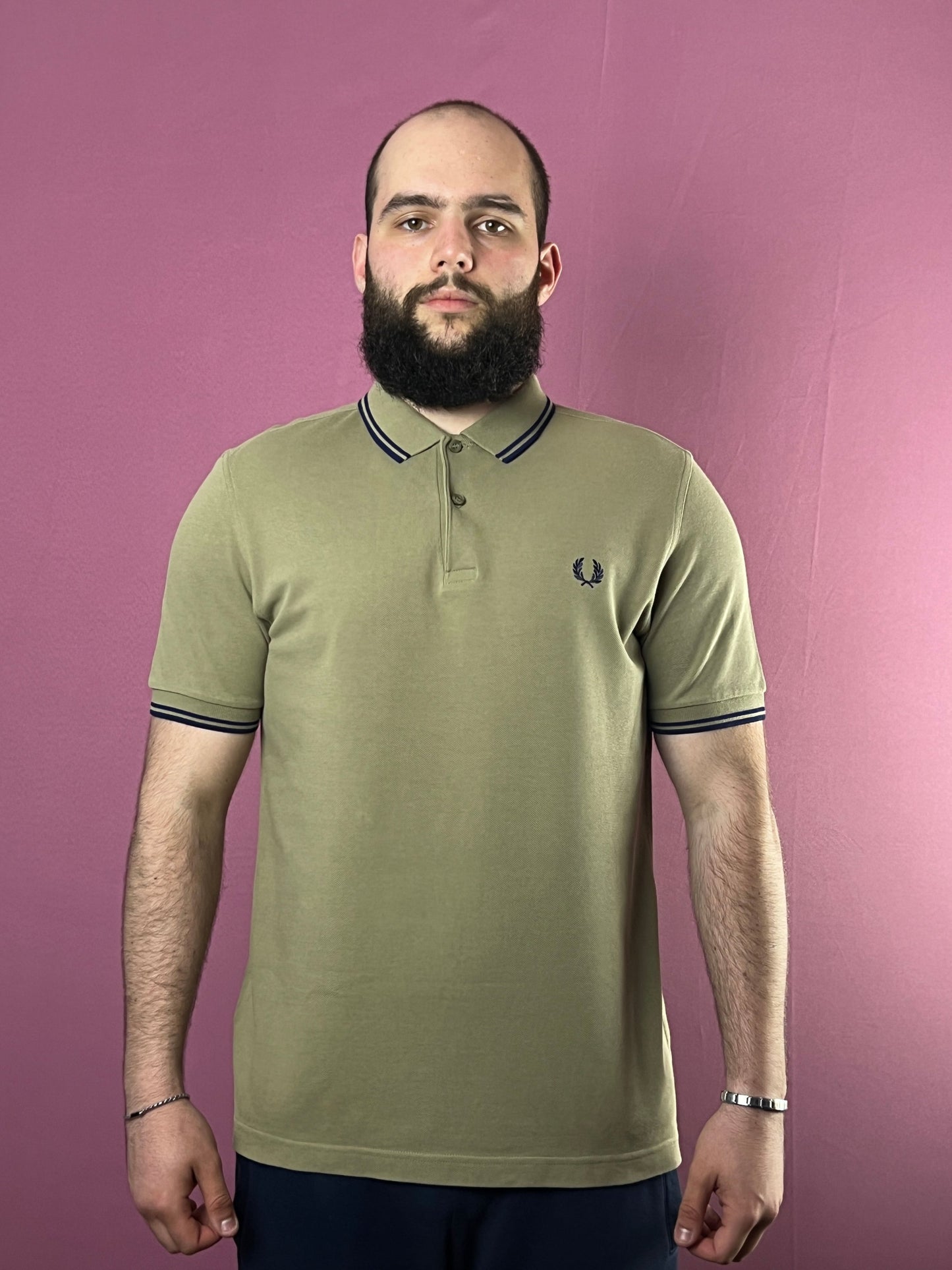 Fred Perry Vintage Men's Polo Shirt - L Khaki Cotton