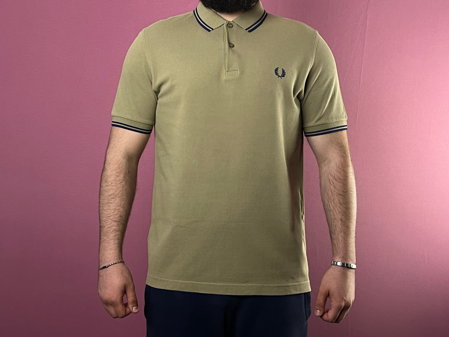 Fred Perry Vintage Men's Polo Shirt - L Khaki Cotton