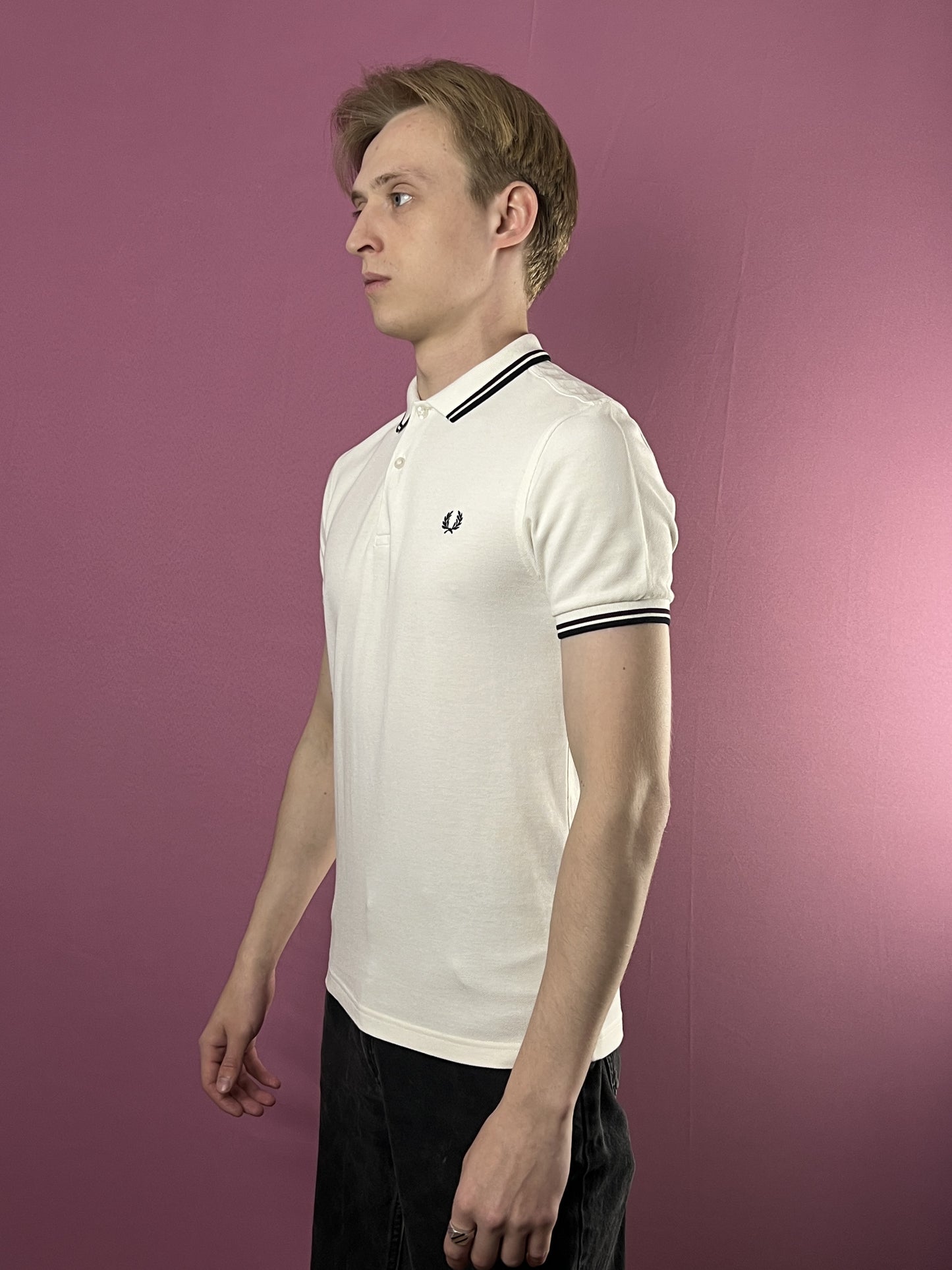 Fred Perry Vintage Men's Polo Shirt - S White Cotton