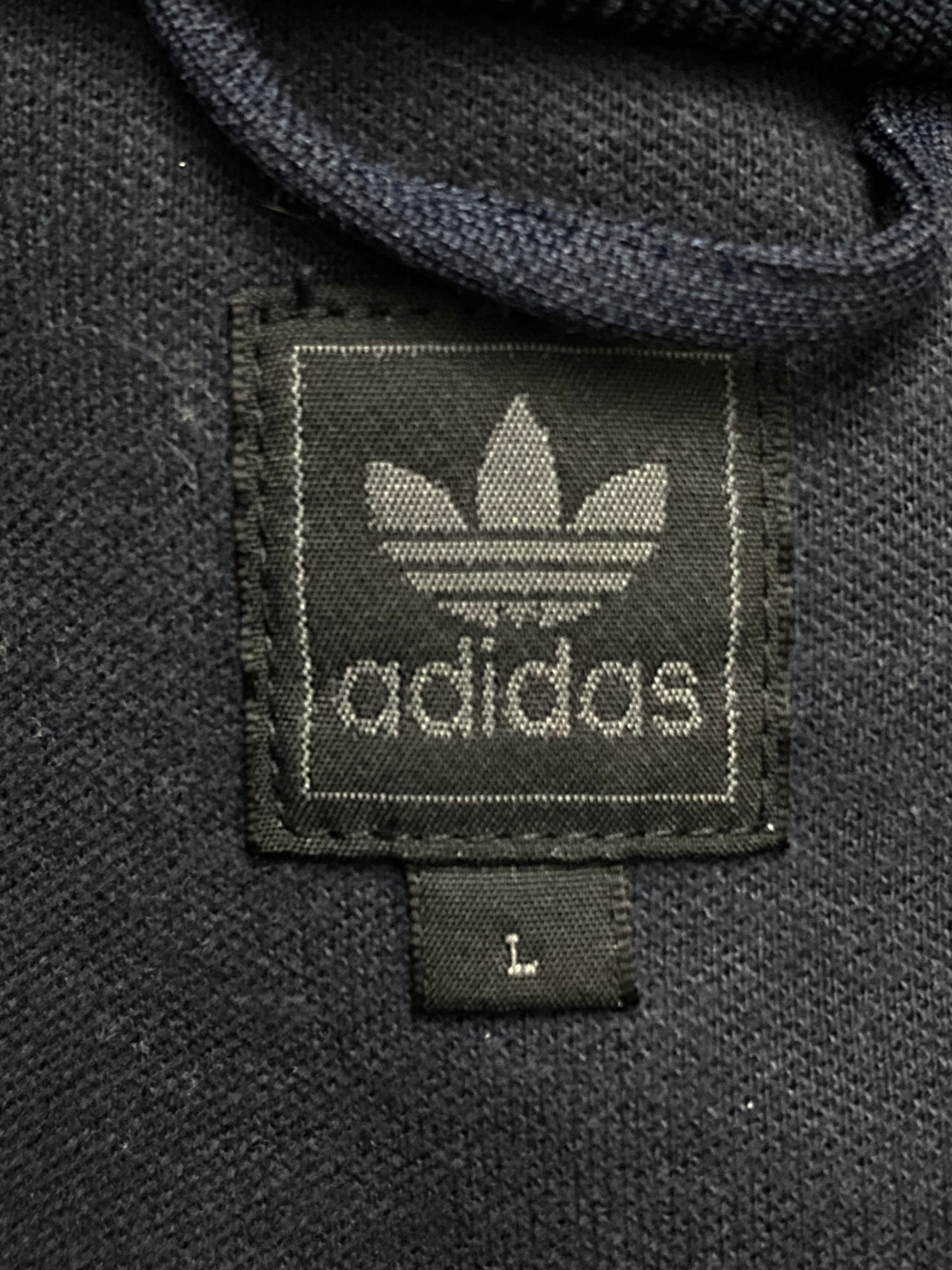 Adidas Vintage Men's Track Jacket - Medium Navy Blue Cotton Blend