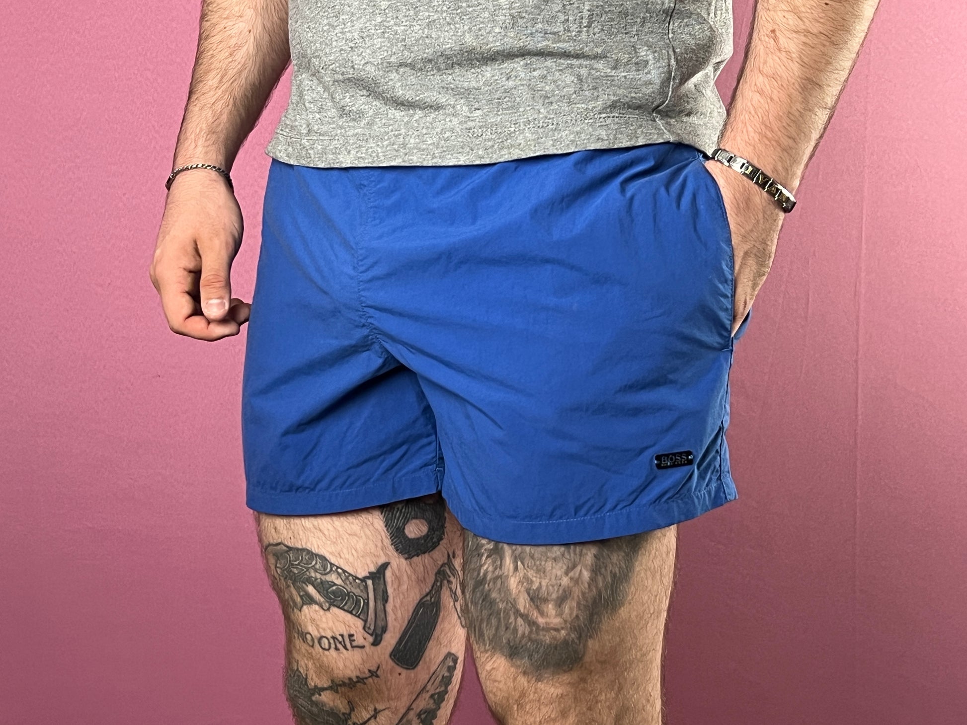 Hugo Boss Vintage Men's Swim Shorts - S Blue Nylon