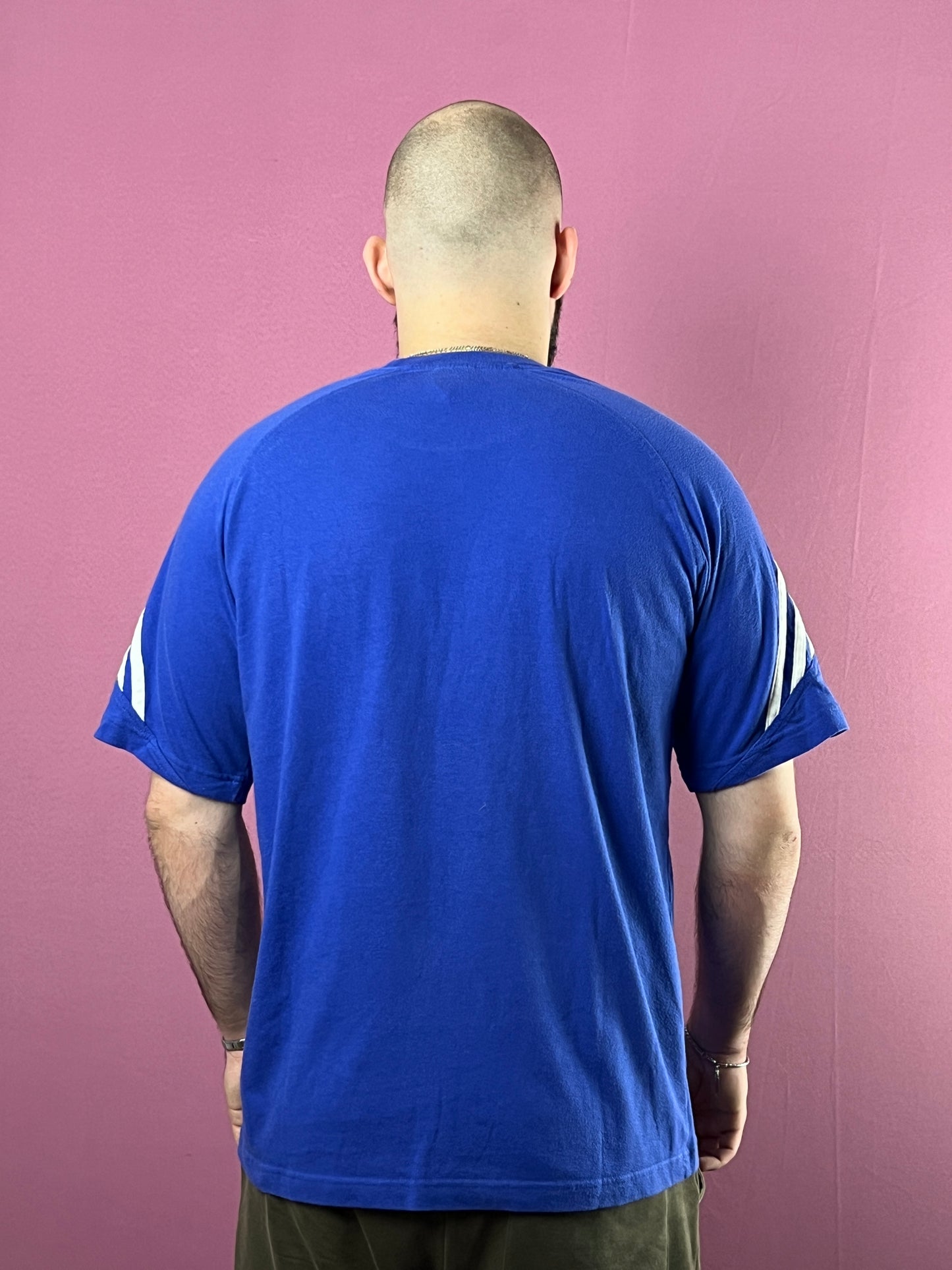 Adidas Vintage Men's T-Shirt - L Blue Cotton Blend