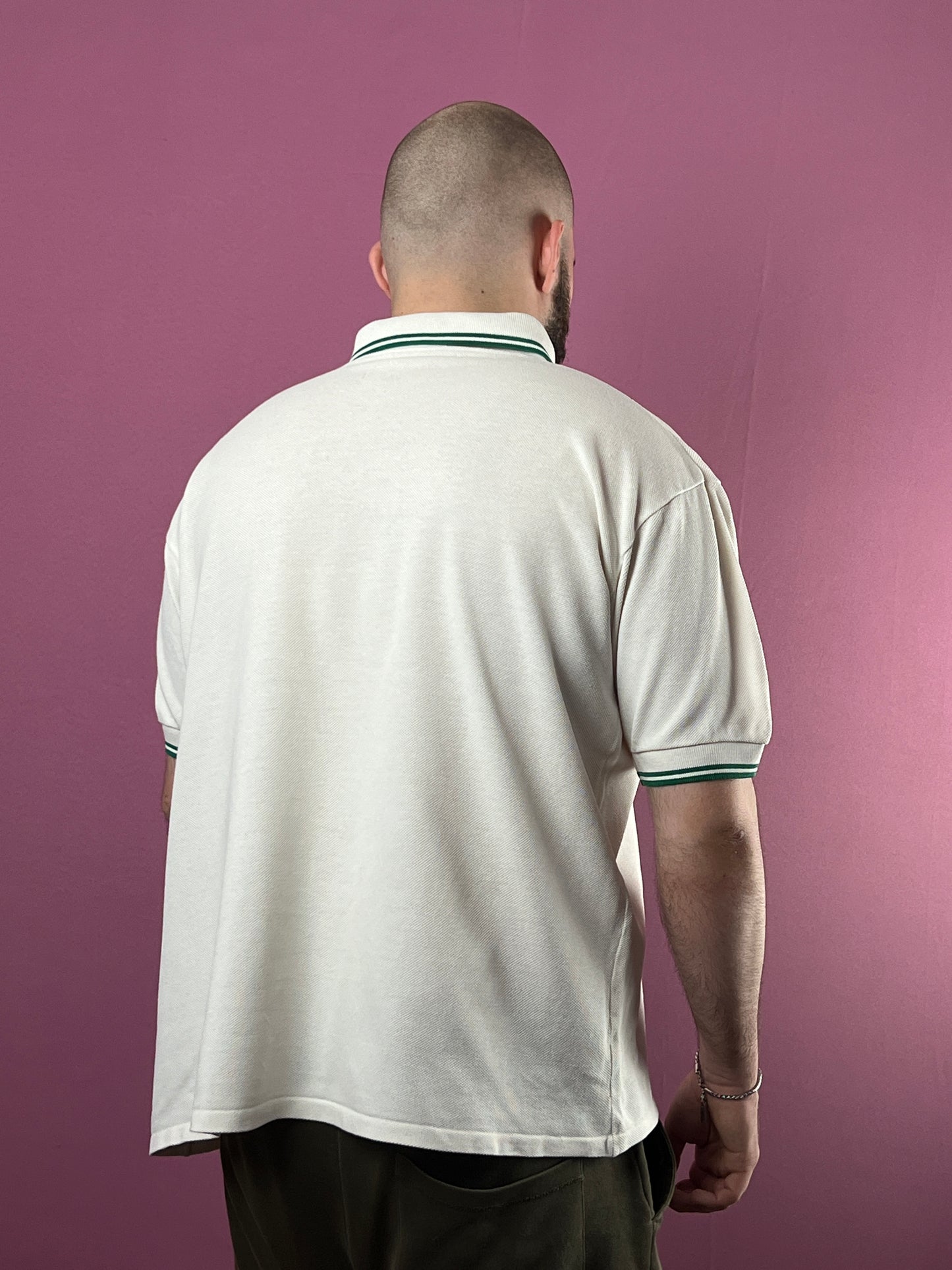 80s Fred Perry Vintage Men's Polo Shirt - XL White Cotton