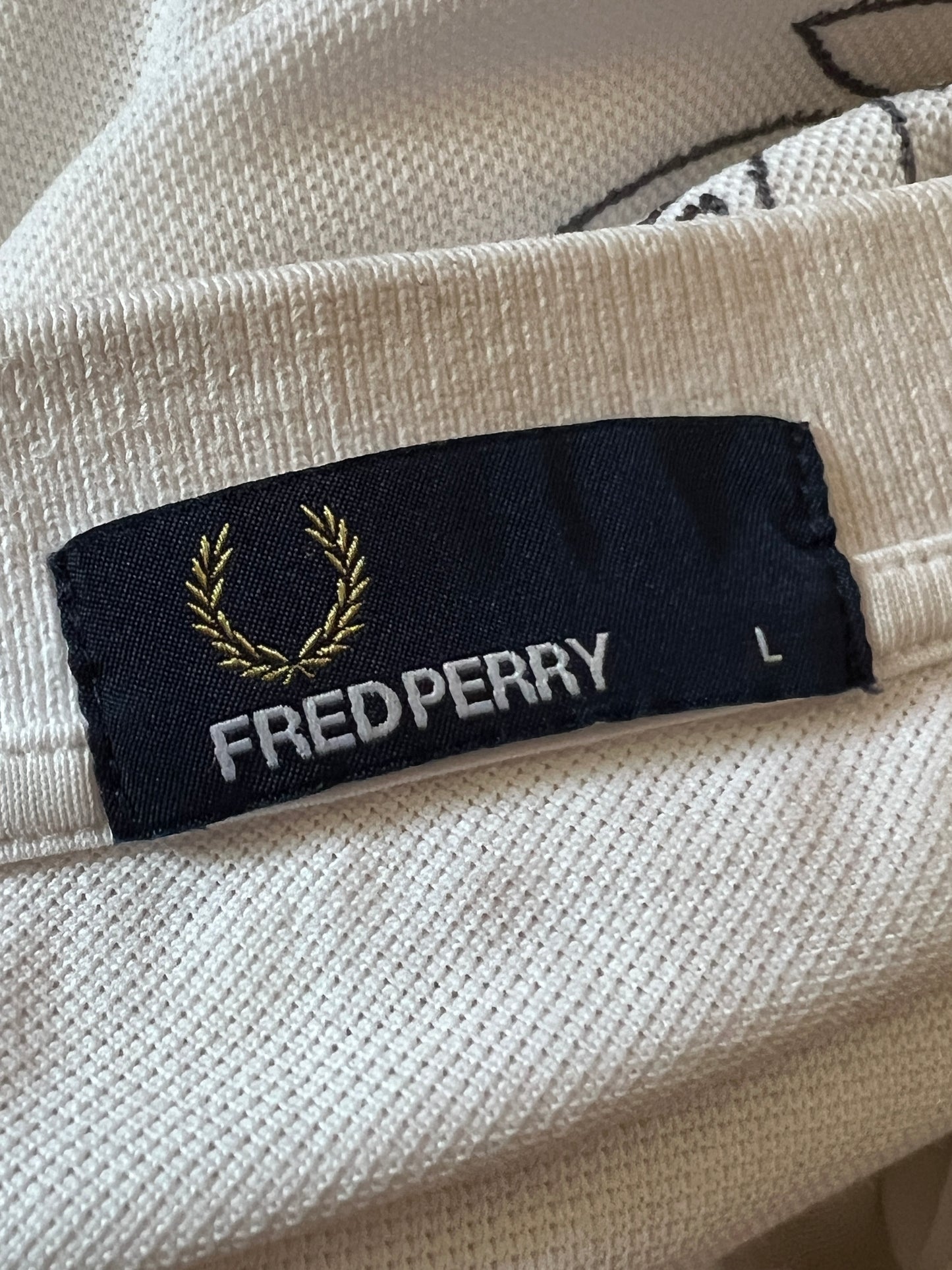 Fred Perry Big Logo Vintage Men's Polo Shirt - L White Cotton