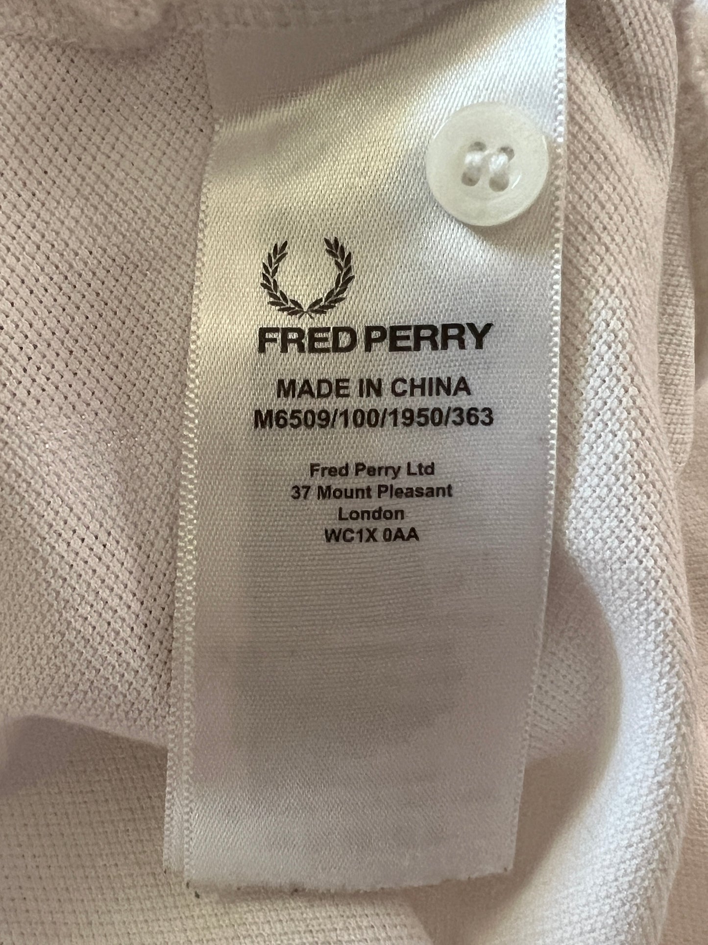 Fred Perry Big Logo Vintage Men's Polo Shirt - L White Cotton