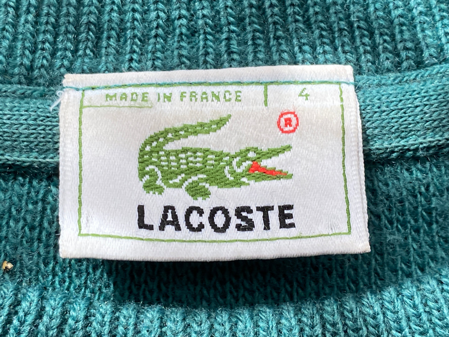 90s Lacoste Vintage Men's Sweater - Small Green Wool Blend