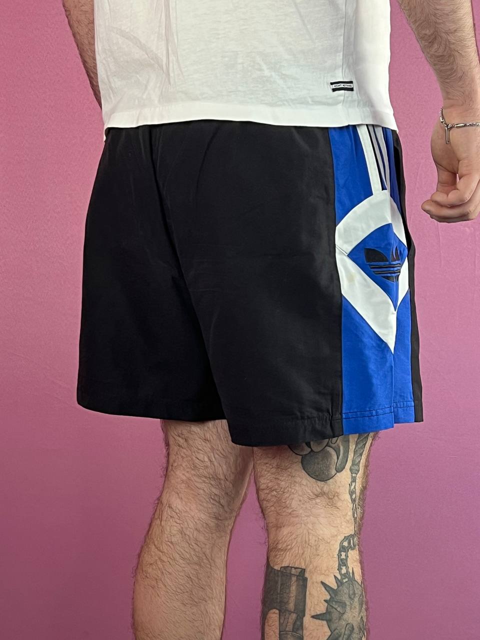 90s Adidas Vintage Men's Sport Shorts - L Black & Blue Polyester