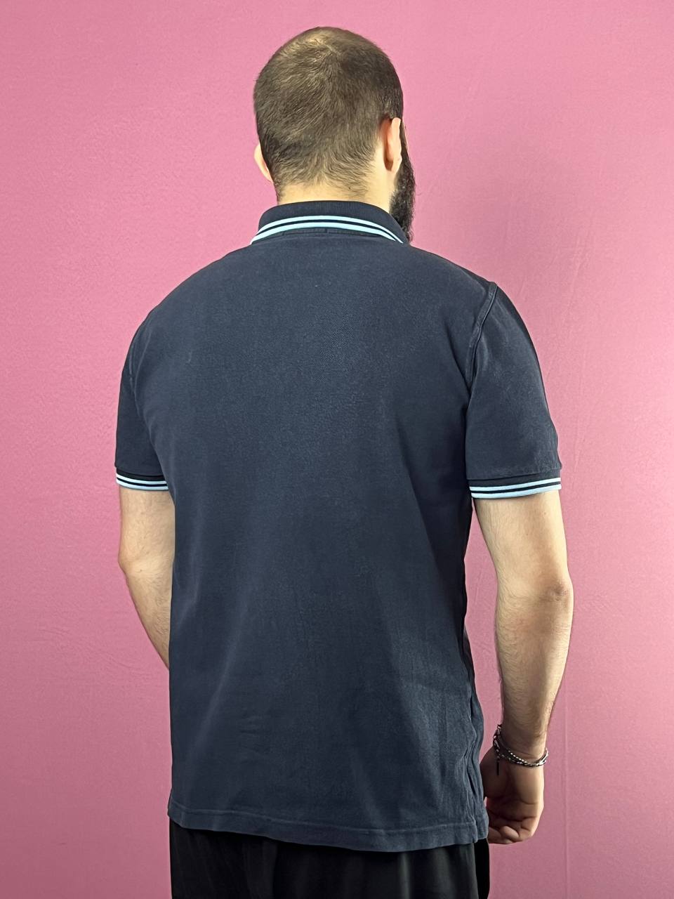 Fred Perry Vintage Men's Polo Shirt - L Navy Blue Cotton