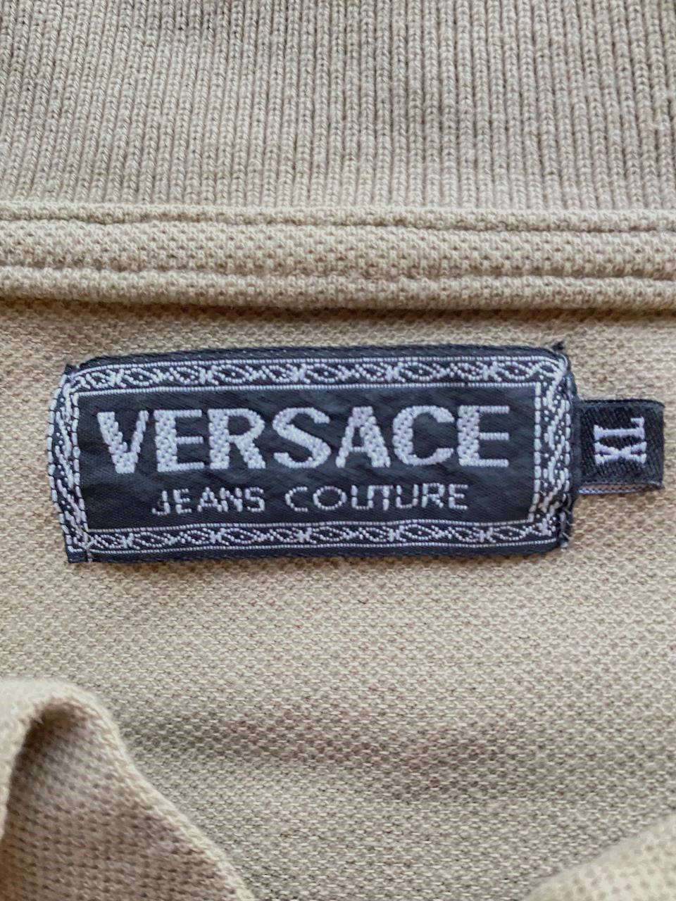 90s Versace Jeans Couture Vintage Men's Polo Shirt - XL Beige Cotton