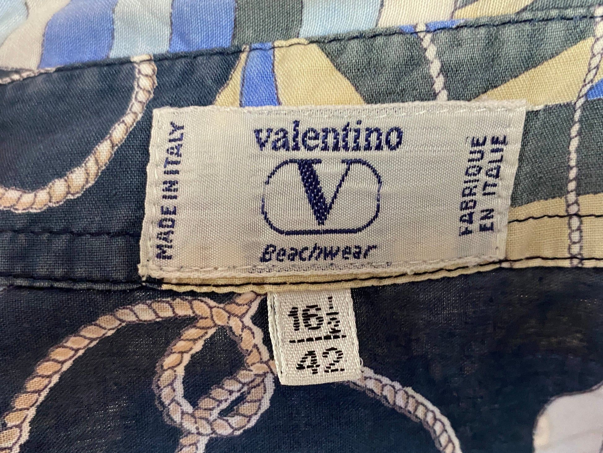 90s Valentino Vintage Men's Shirt - Large Blue Cotton
