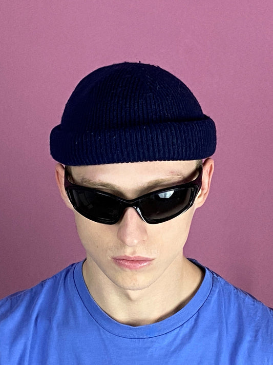 80s Lacoste Vintage Beanie Hat - Blue Acrylic