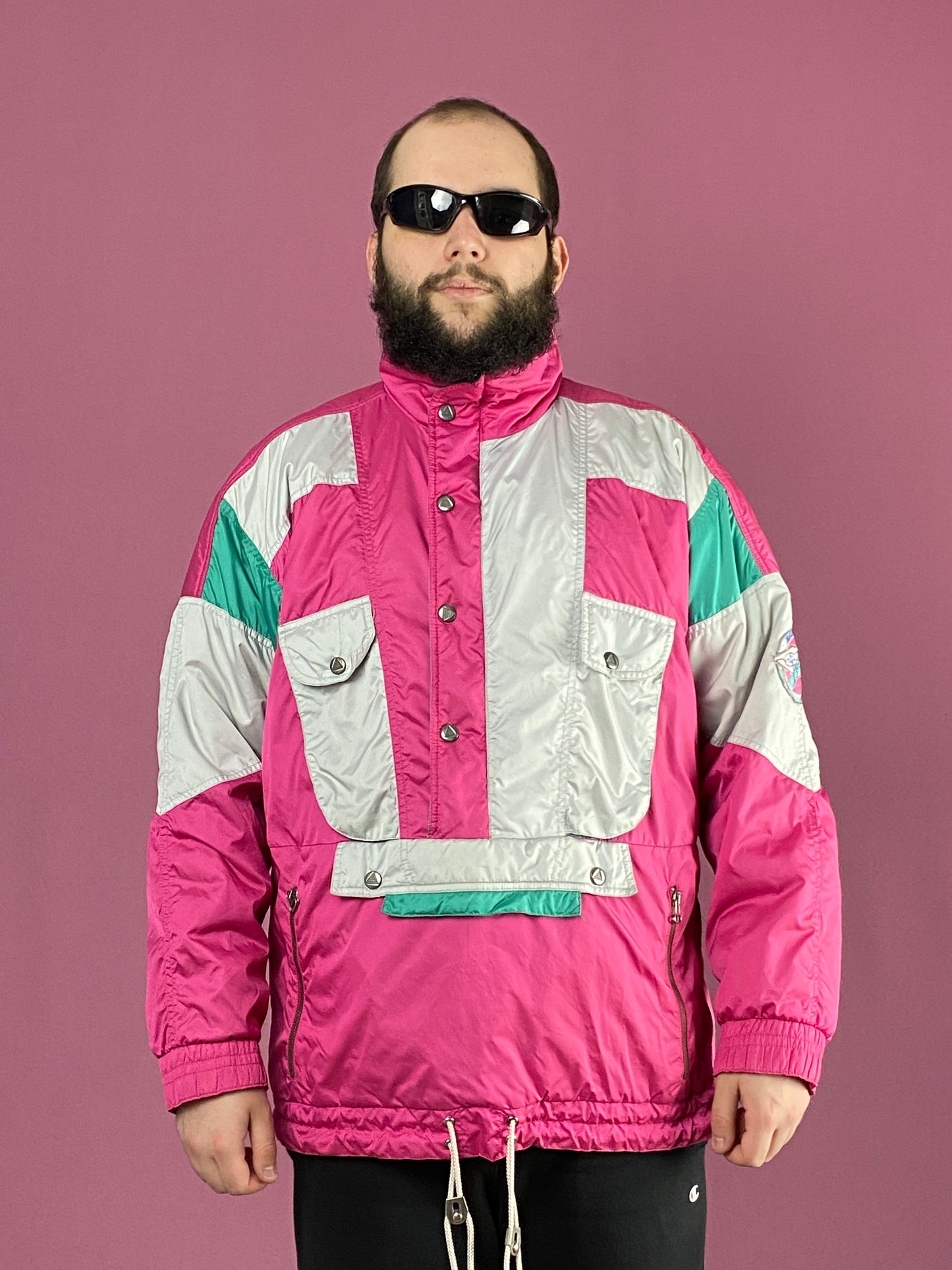 90s Kitex Vintage Men's Anorak Ski Jacket - Medium Pink Nylon