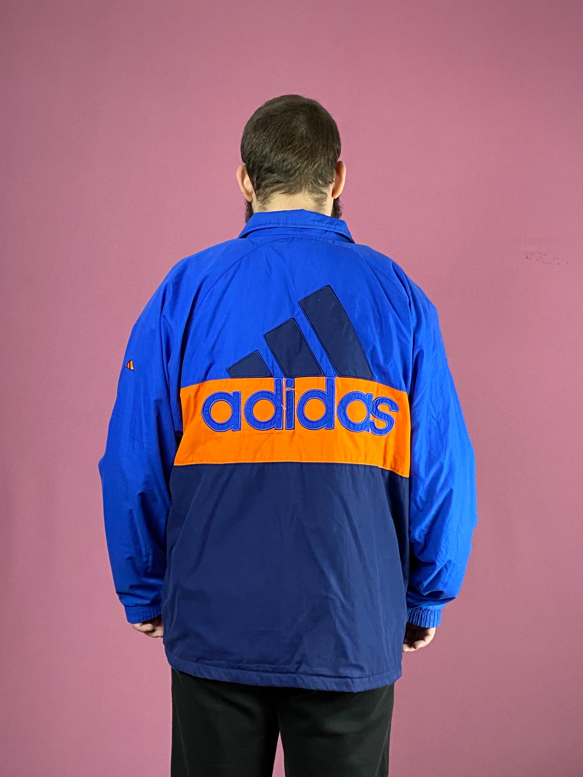 90s Adidas Vintage Men's Jacket - Large Blue Polyester