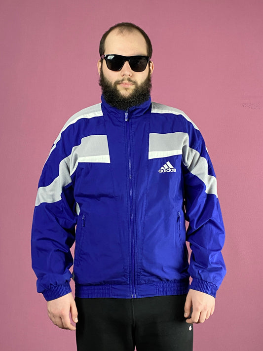 90s Adidas Vintage Men's Jacket - Medium Blue Polyester