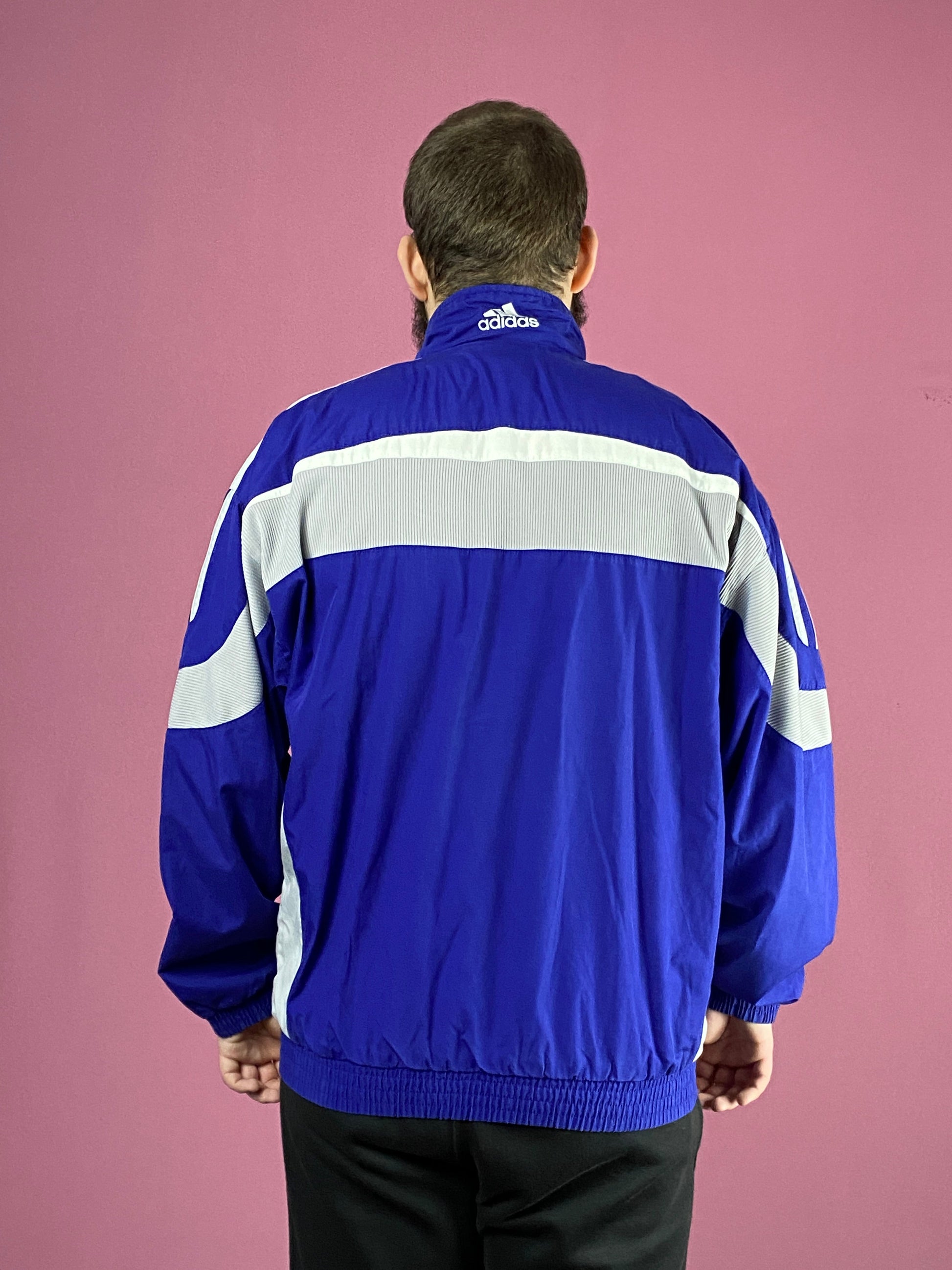90s Adidas Vintage Men's Jacket - Medium Blue Polyester