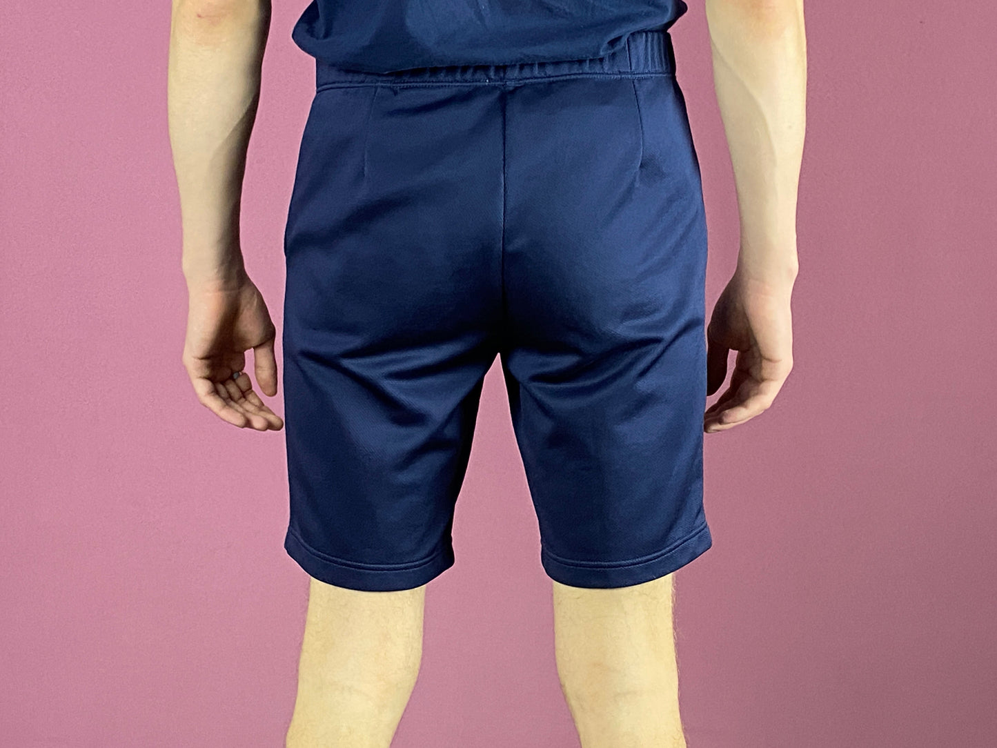 90s Asics Vintage Men's Shorts - Medium Navy Blue Polyester