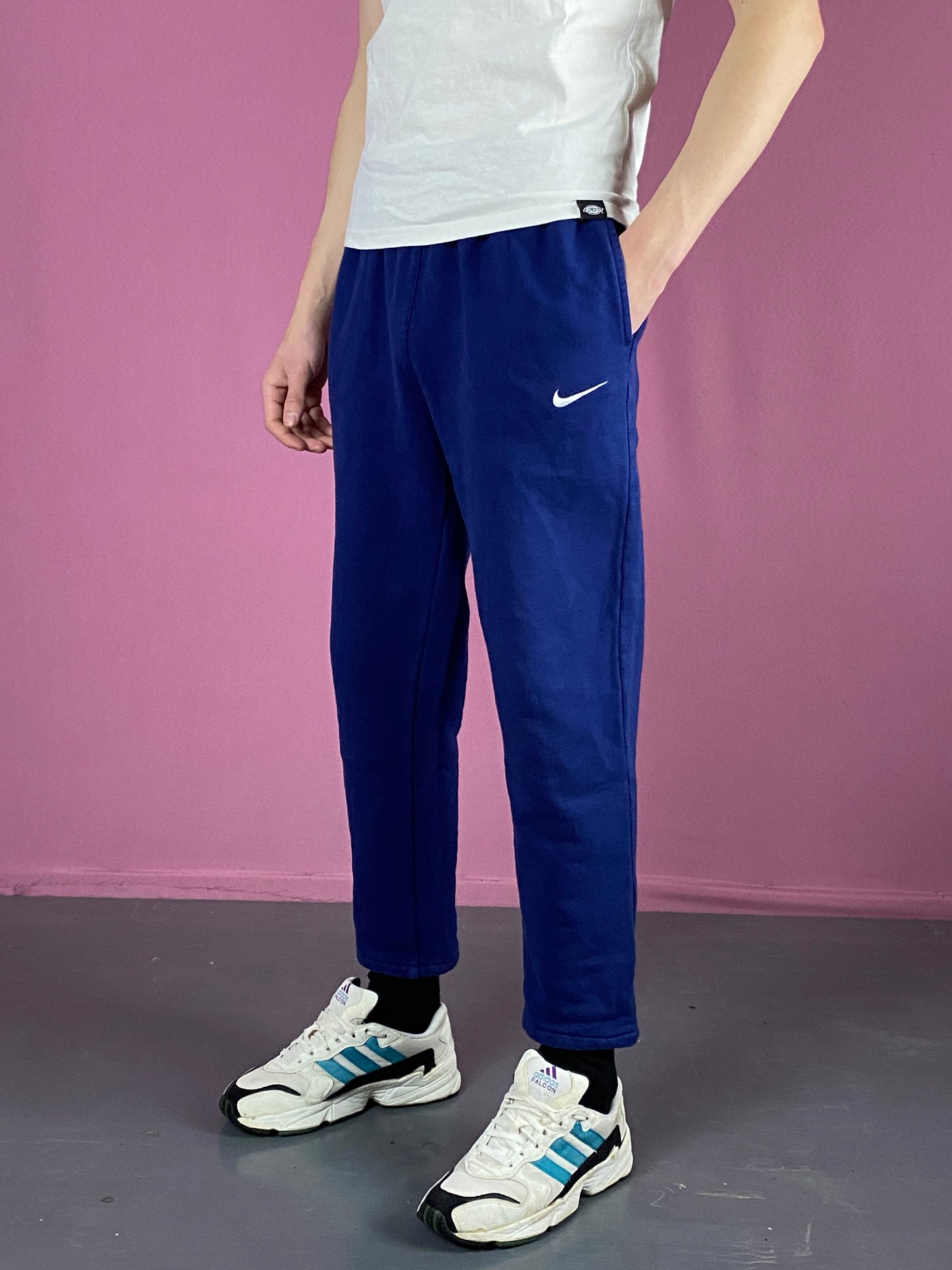 90s Nike Vintage Men's Sweatpants - Medium Blue Cotton Blend
