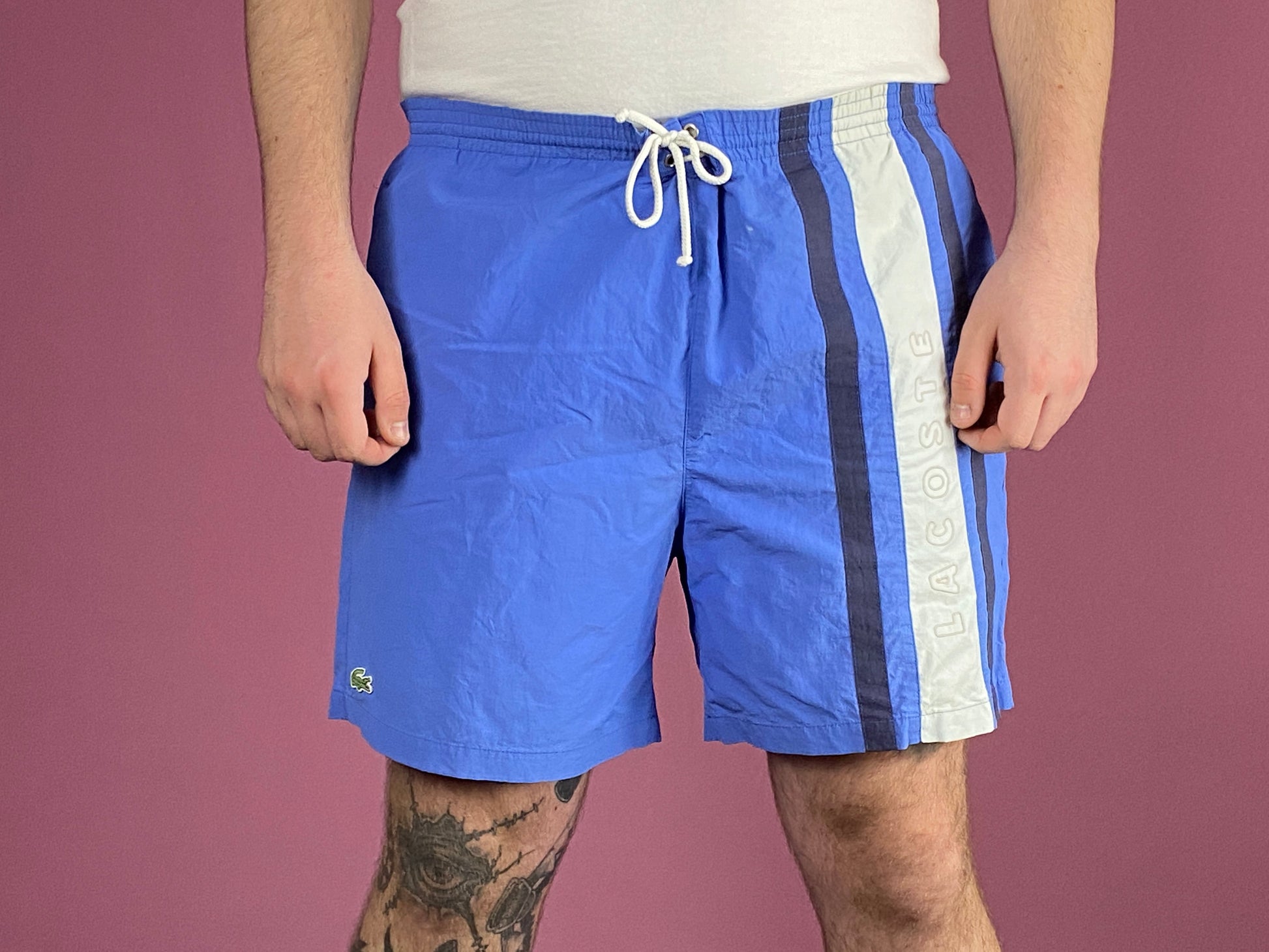 90s Lacoste Vintage Men's Shorts - XL Blue Polyester