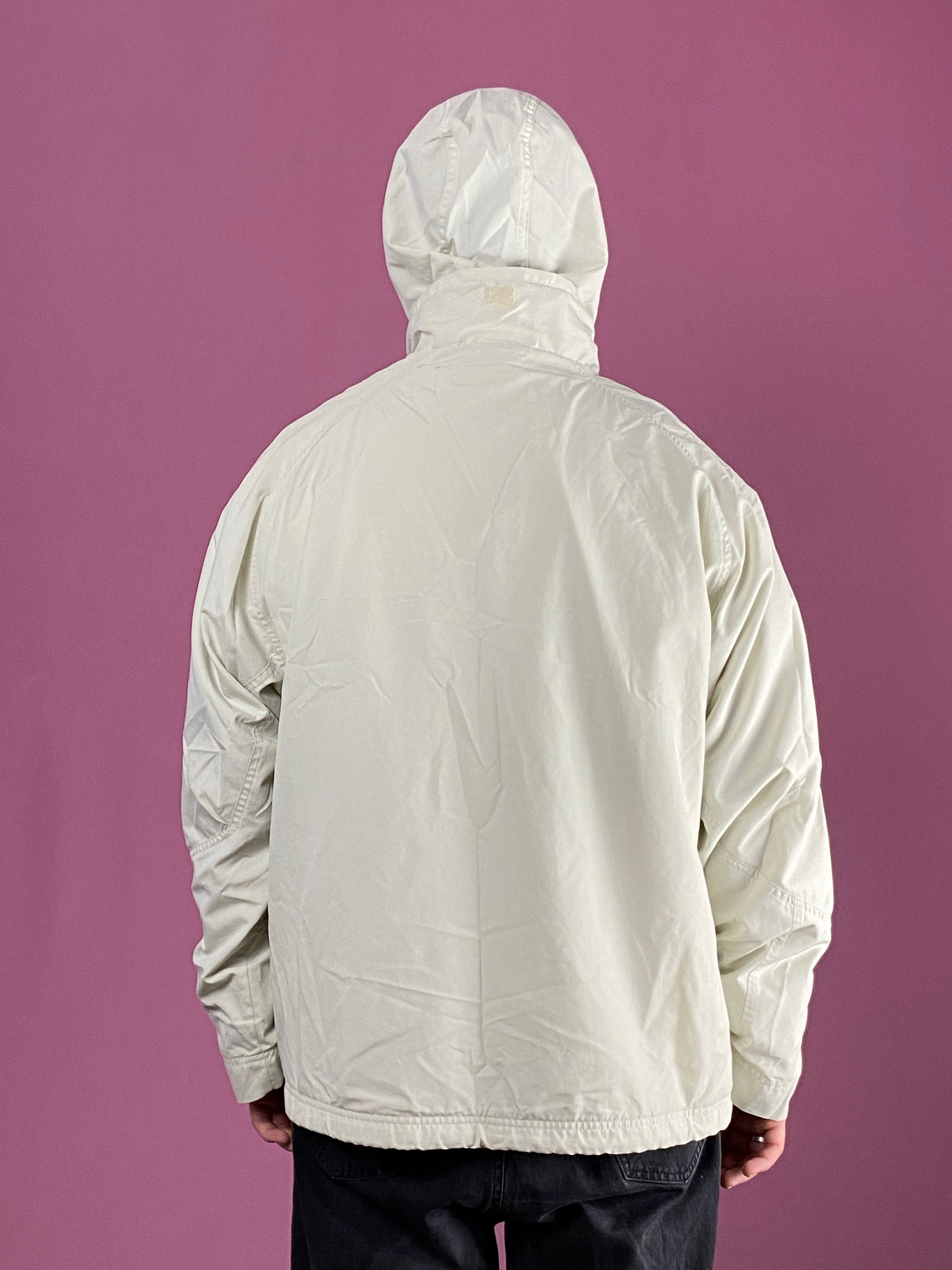 90s Adidas Vintage Men's Windbreaker Jacket - Medium White Polyester