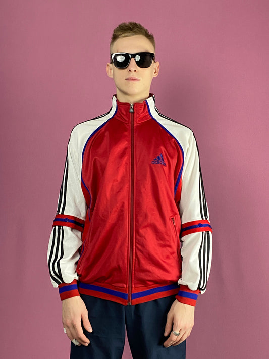 90s Adidas Vintage Men's Track Jacket - Small Red Polyester