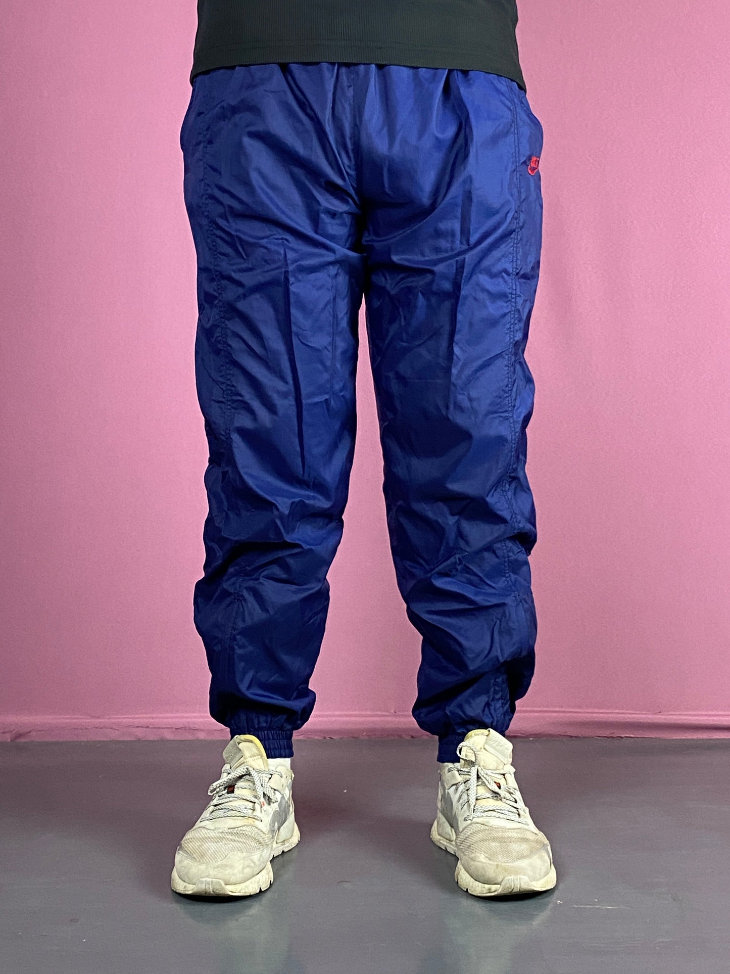 90s Nike Vintage Men's Nylon Joggers - XL Navy Blue Nylon