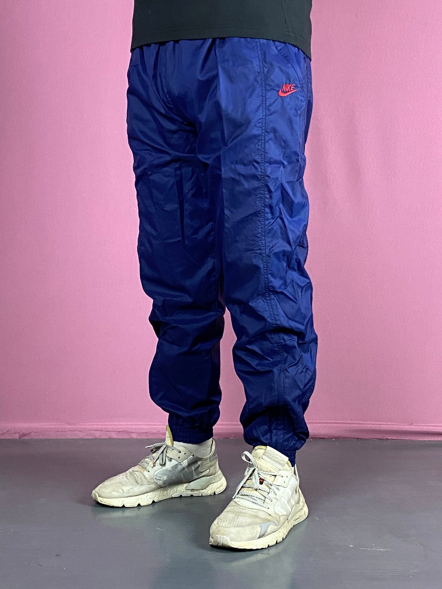 90s Nike Vintage Men's Nylon Joggers - XL Navy Blue Nylon