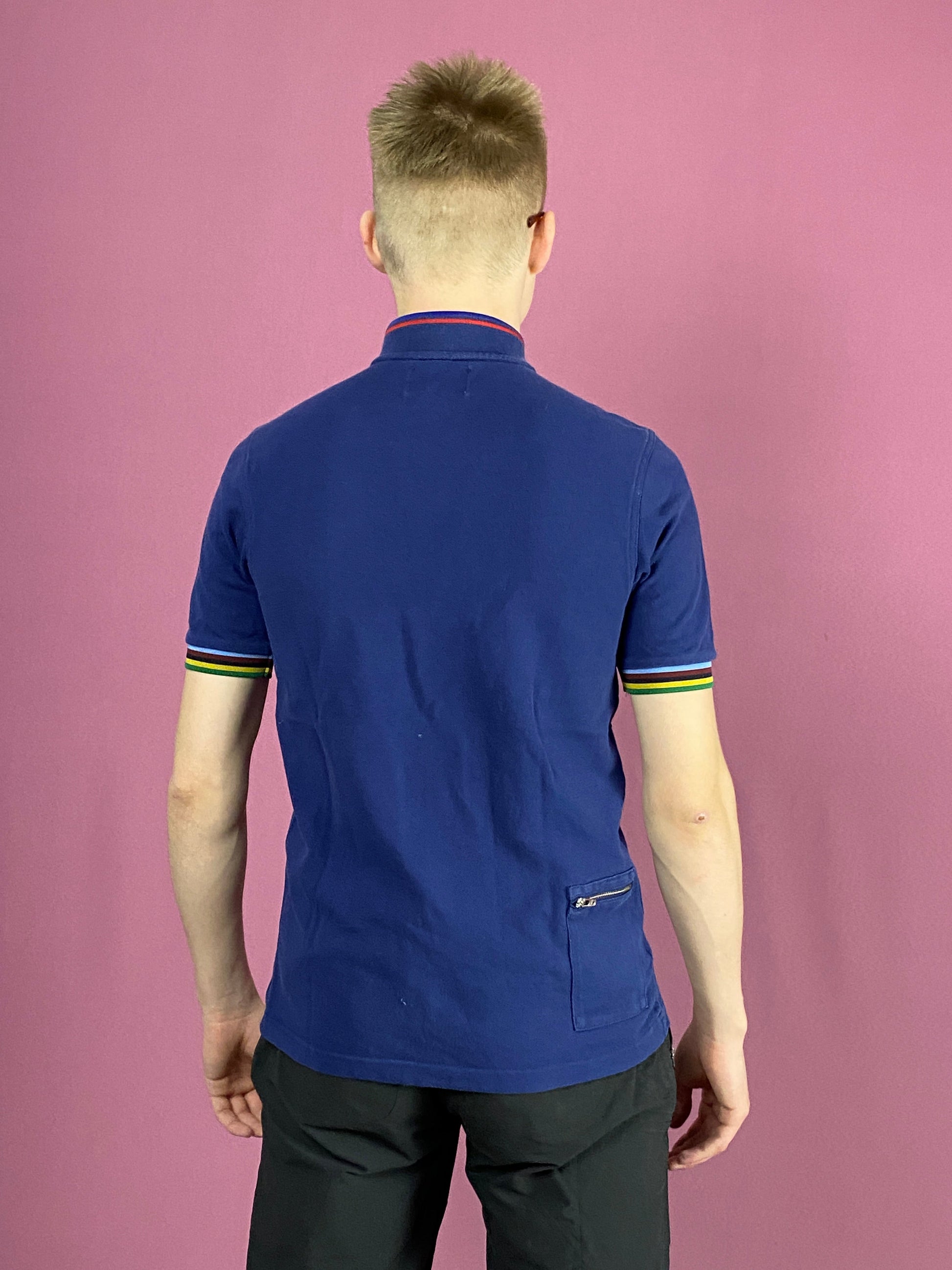 Fred Perry Men's Zip Polo Shirt - Small Blue Cotton