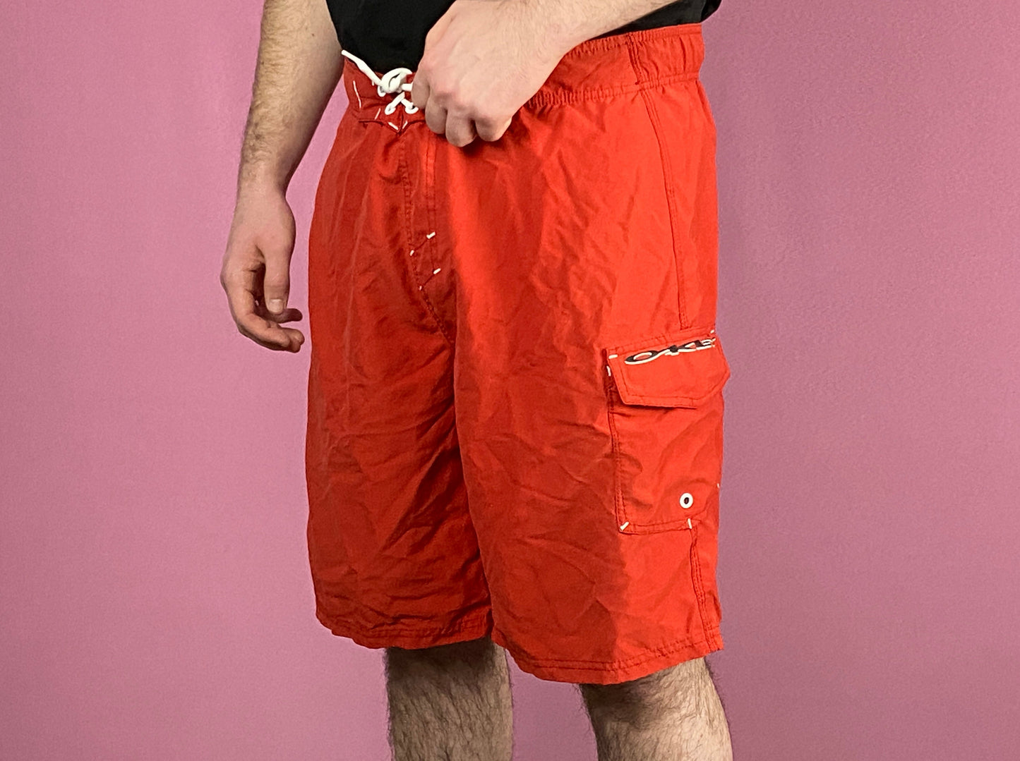 Oakley Vintage Men's Shorts - Medium Red Polyester