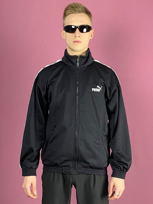 80s Puma Vintage Men's Track Jacket - Small Black Polyester