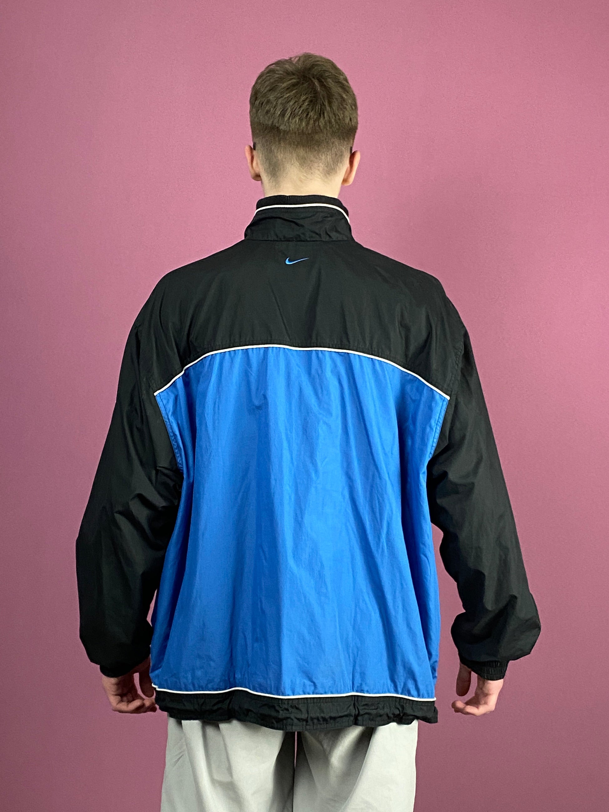 90s Nike Vintage Men's Jacket - XL Blue Polyester Windbreaker
